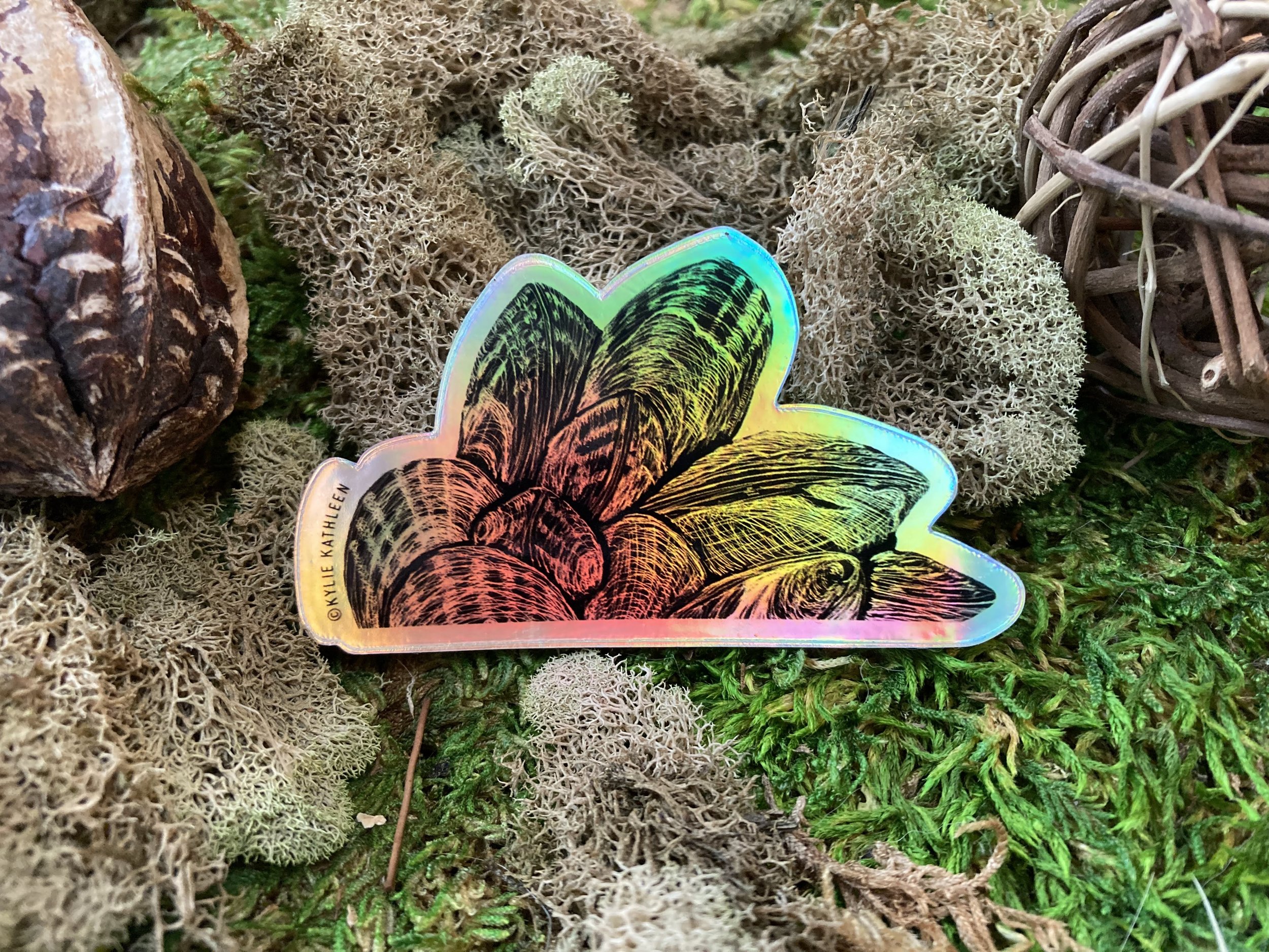 Holographic Mussels Sticker