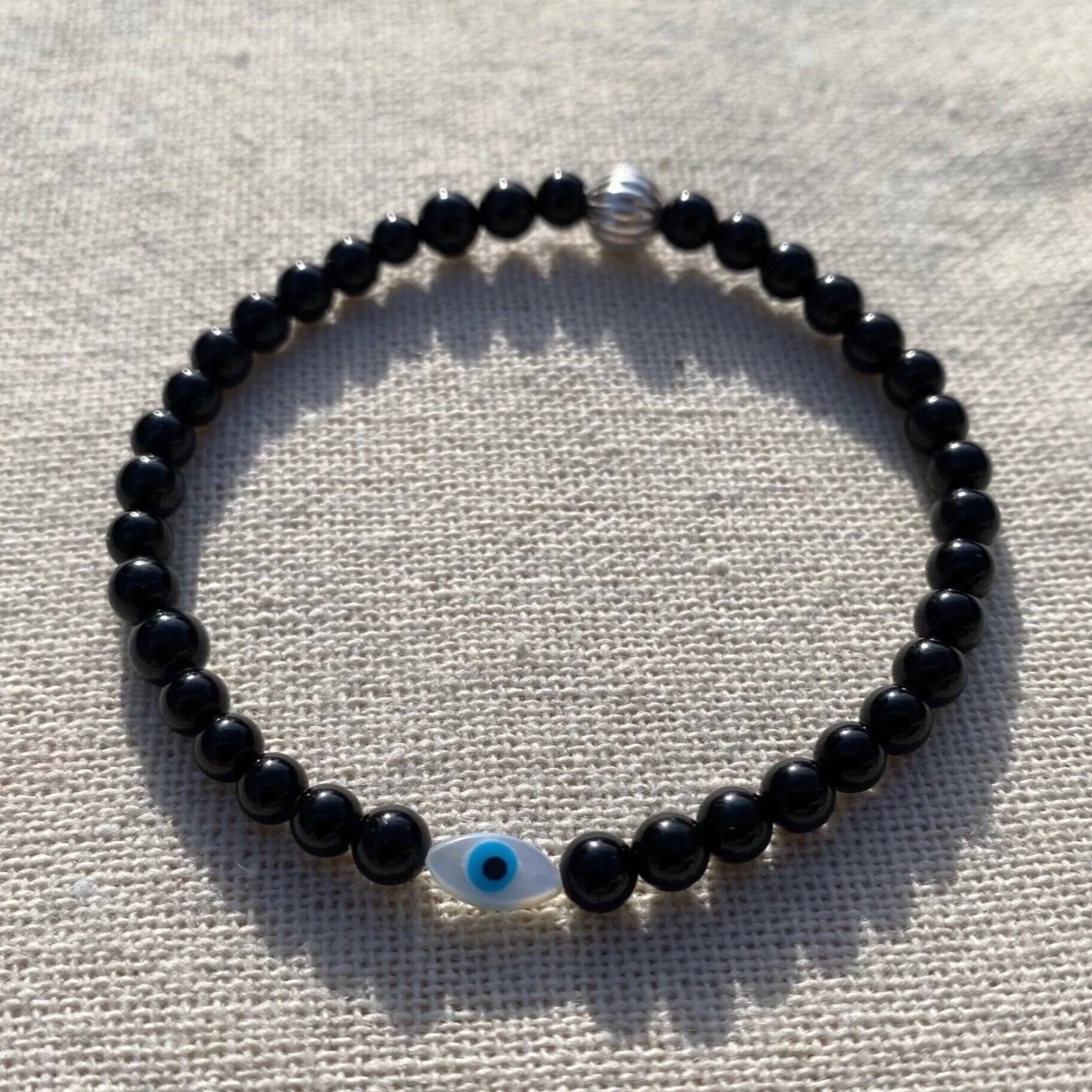 Black Tourmaline Evil Eye Bracelet