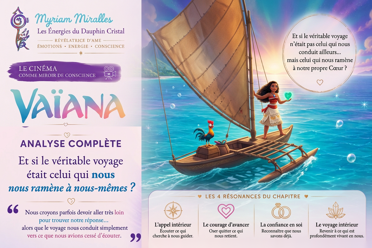Vaïana naviguant sur l’Océan, illustration du mini-article « Et si l’Océan savait déjà ce que notre cœur n’ose pas encore entendre ? » de Myriam Miralles