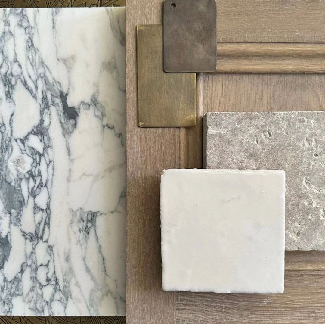 Materials for a new desert project.⁠
⁠
Veined stone, warm wood, aged metals&mdash;chosen for how they weather light, time, and touch.⁠
⁠
⁠
⁠
⁠
⁠
⁠
⁠
⁠
#KOStudios #DesertModern #PalmSpringsDesign #JoshuaTreeDesign #MaterialPalette #OrganicModern #Quie