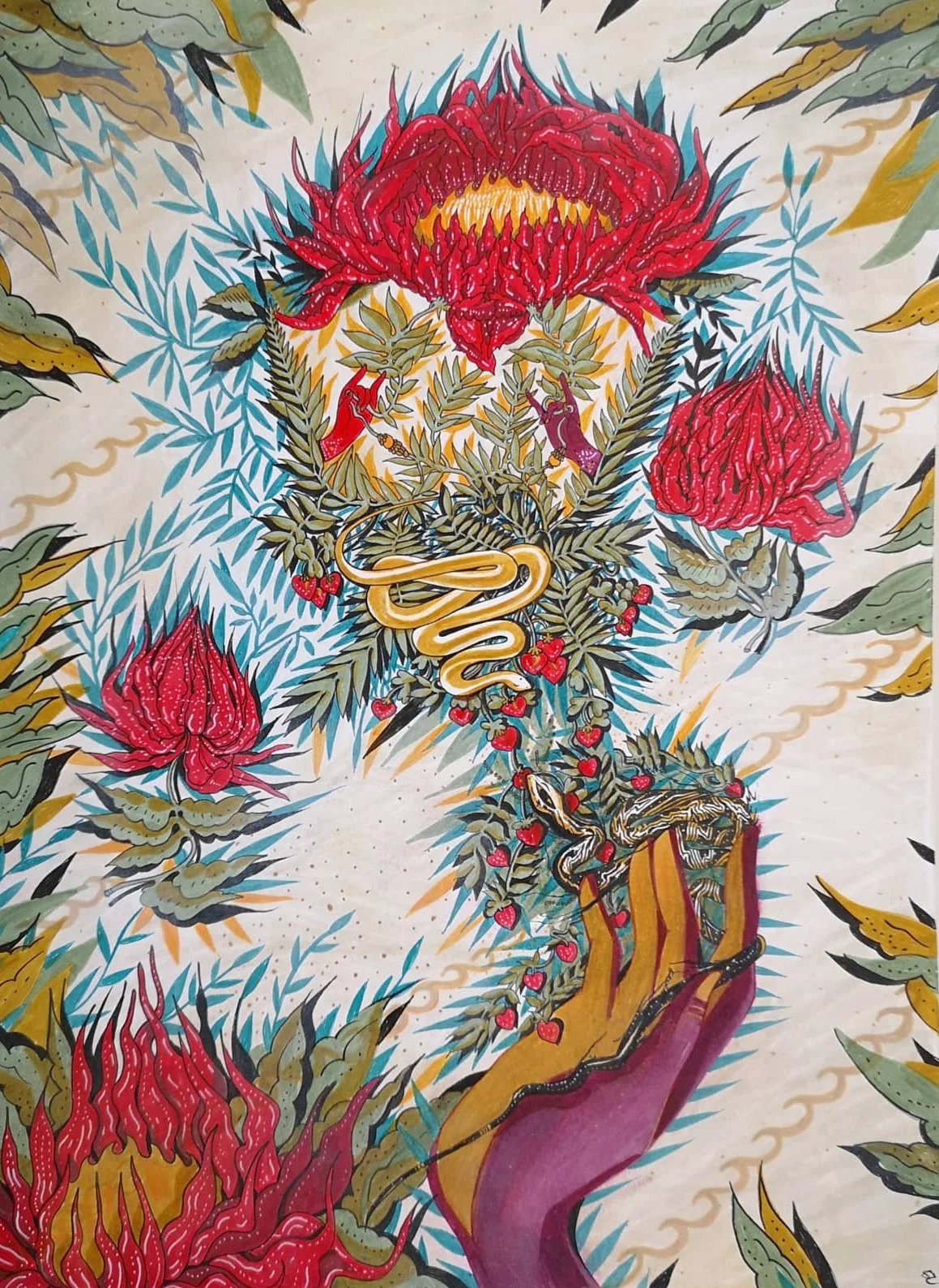 INFINITE UNFOLDING - RECIPROCAL MEDICINE - WE ARE NEVER ALONE
Ink, Gouache, Chalk Conte on paper
9" x 12"
2020