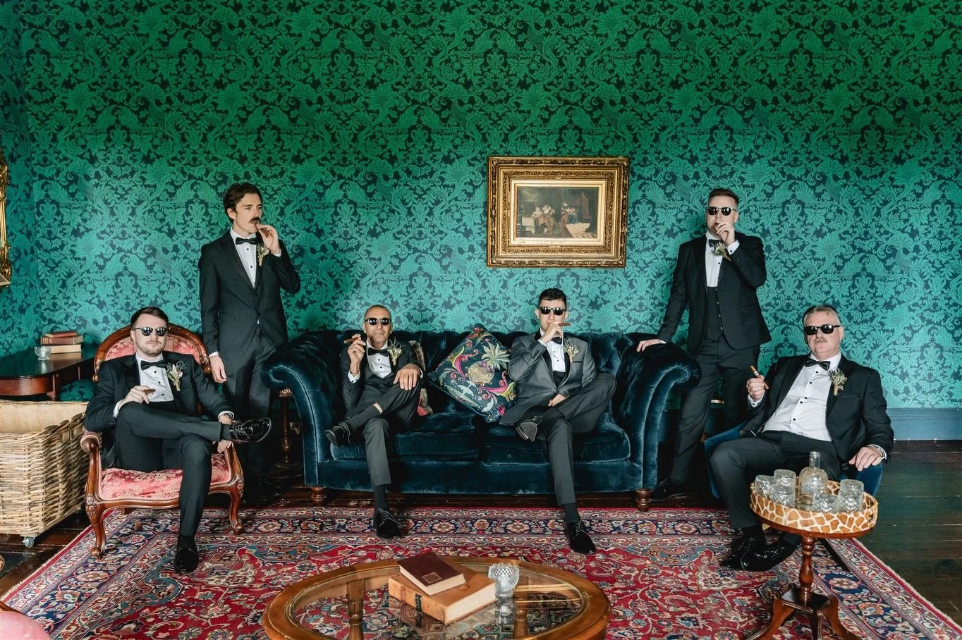 This is what cool looks like.

Just a room full of confidence, attitude, and epic energy.

Your wedding day should feel fun, effortless, and a little legendary like this moment right here. Sharp suits, real swagger, and memories that don&rsquo;t need