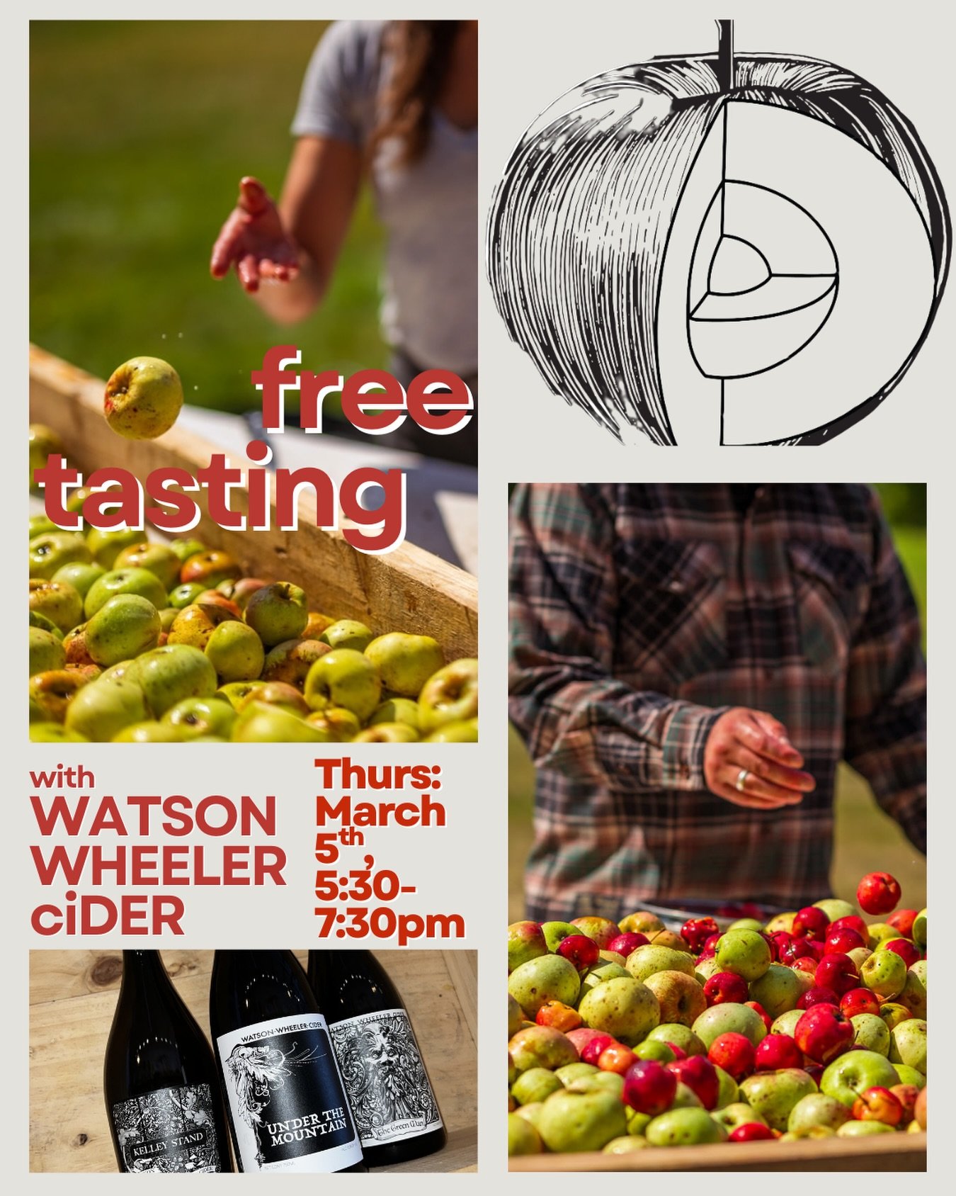 FREE TASTING THIS THURSDAY! 
Come join us in welcoming Cein from @watsonwheelercider down in Shaftsbury VT! These cider&rsquo;s speak to our hearts with their Southern Vermont roots, natural fermentation, and wildcrafted, foraged nature. 

On the fen