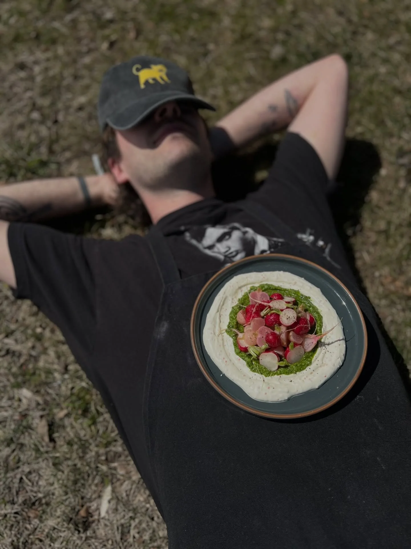 Dont sleep on this ! The seasons first radishes are the star of the show here. With gentle accompaniment, even the humble radish can be elevated to new heights.

Spring radishes : Apple cider and butter poached radish, radish top pesto, tobikko roe a