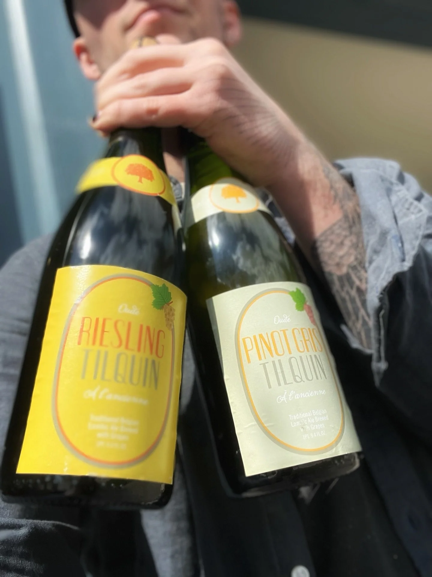 Opening something a little different this weekend. 🍻🍻

Bridging the gap where beer and wine magically meet in the middle. 2 lambic beers from the minds behind @gueuzetilquin in Belgium. Fruit lambic beers utilizing wine grapes! As in this case: Pin