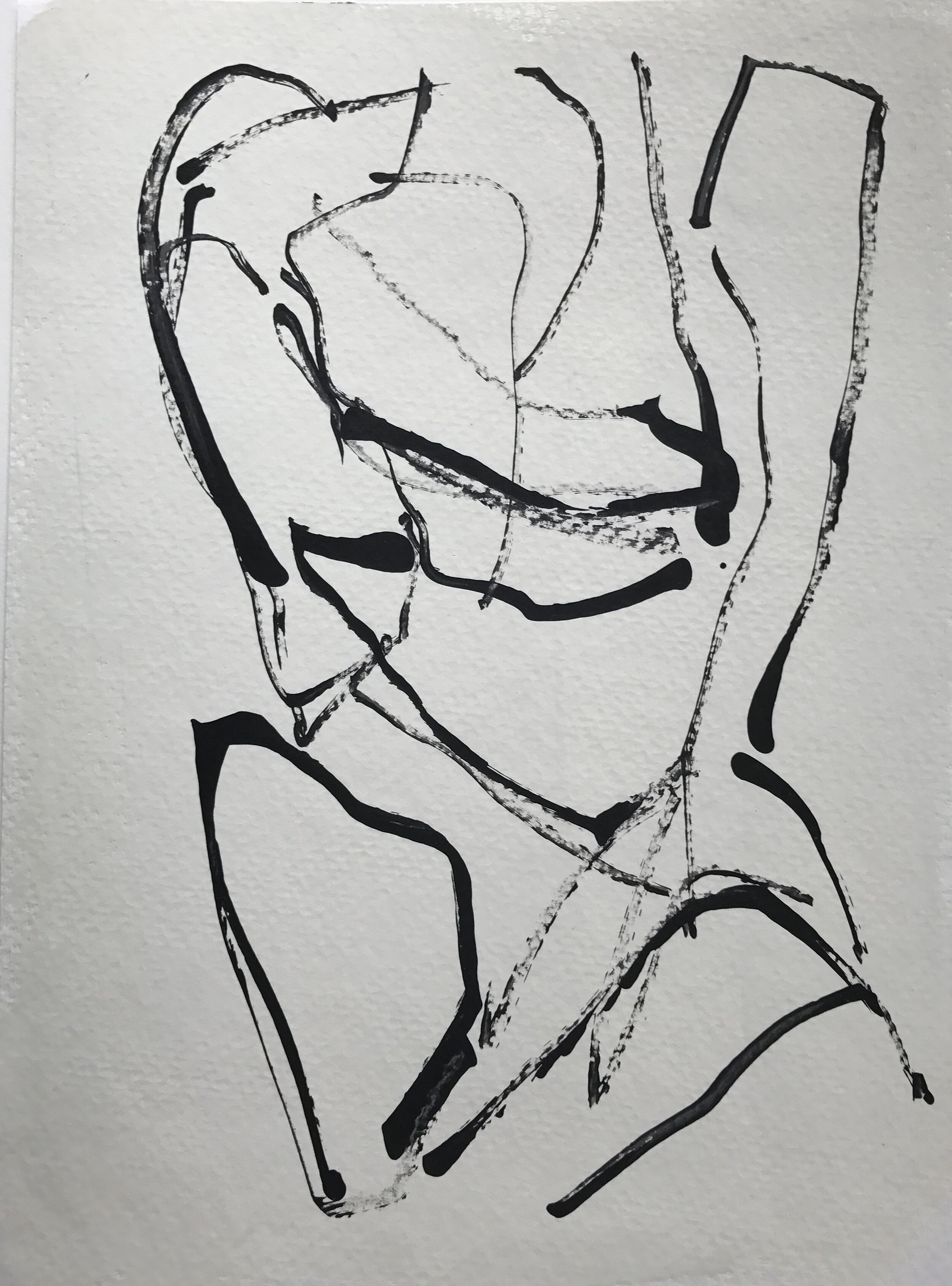 'Torso II' Ink on Painted paper (sold) 11" x 8"