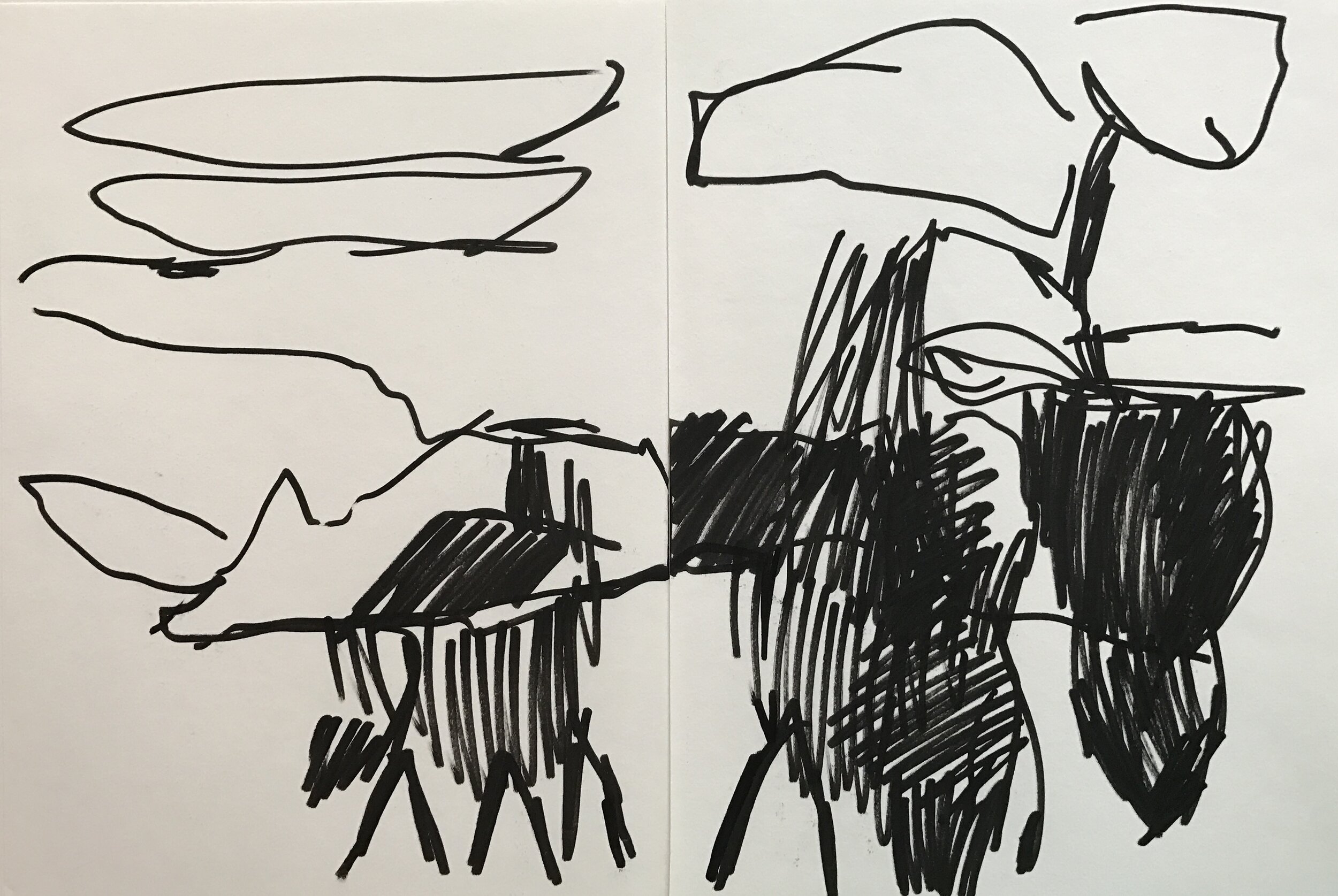 'Landscape #4' Diptych/Marker on Paper
16 1/2" x 11"