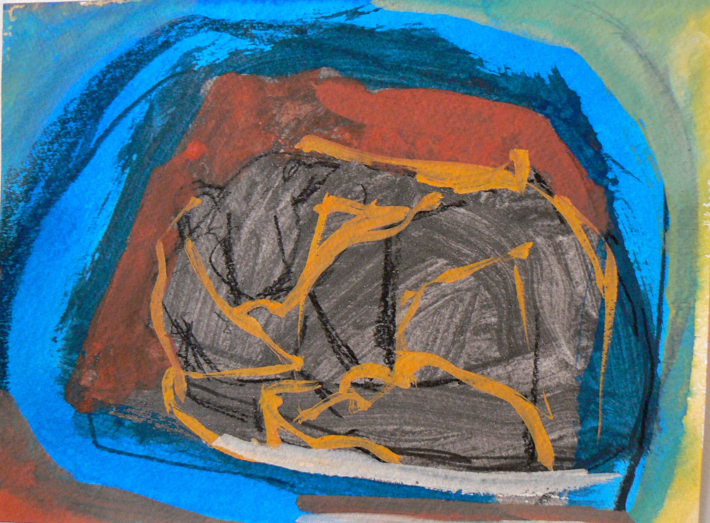 'Cave' Mixed Media on Paper 11' x 8 1/4"