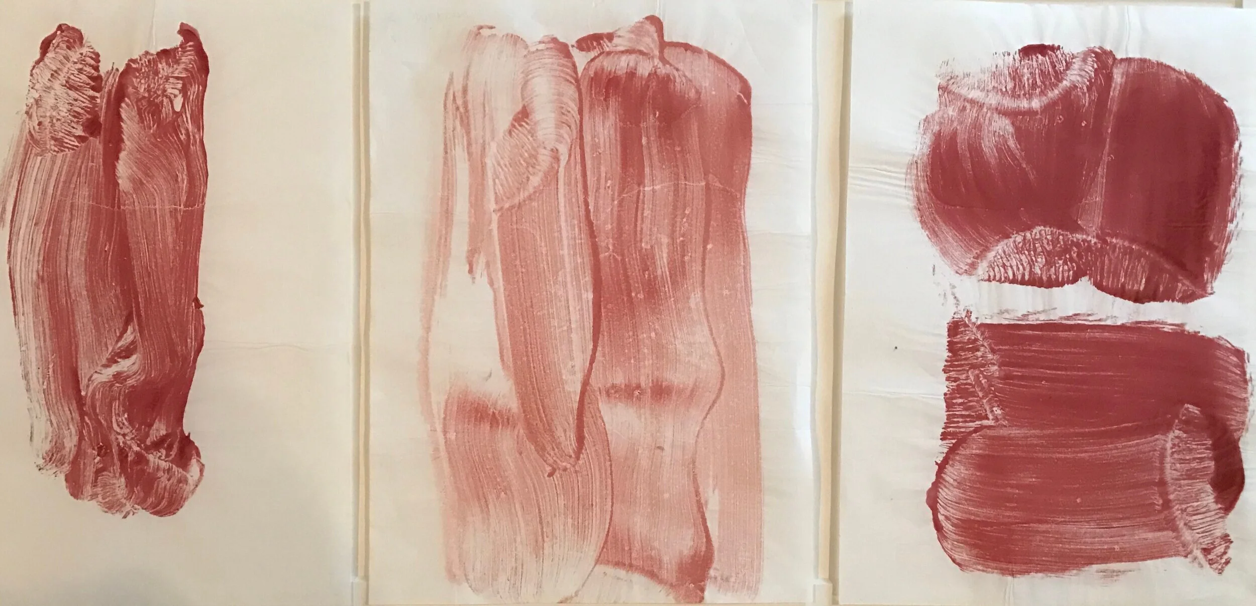 'Untitled' Monotype Triptych on Japanese Paper  20" x 13"