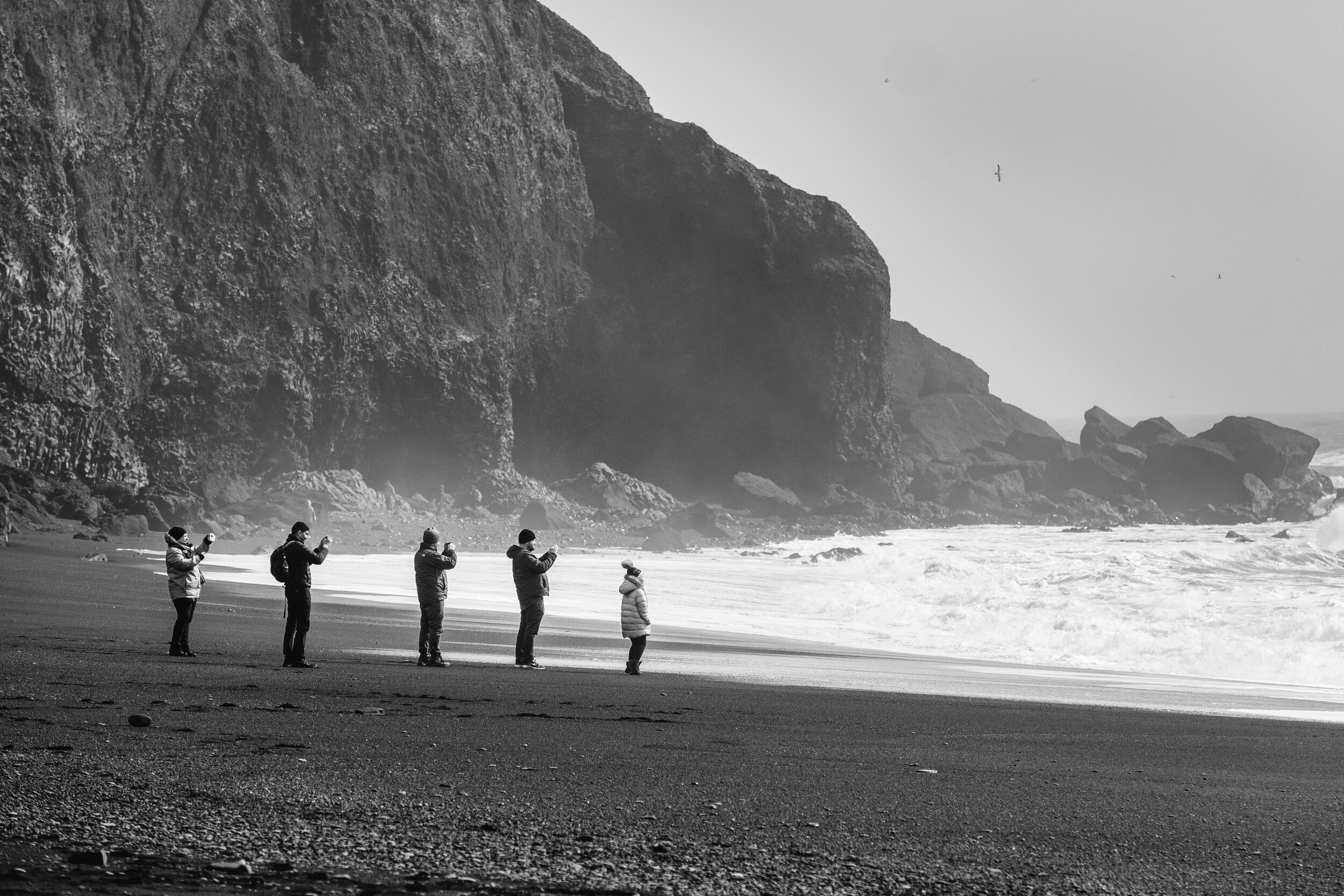 Lined up at Reynisfjara