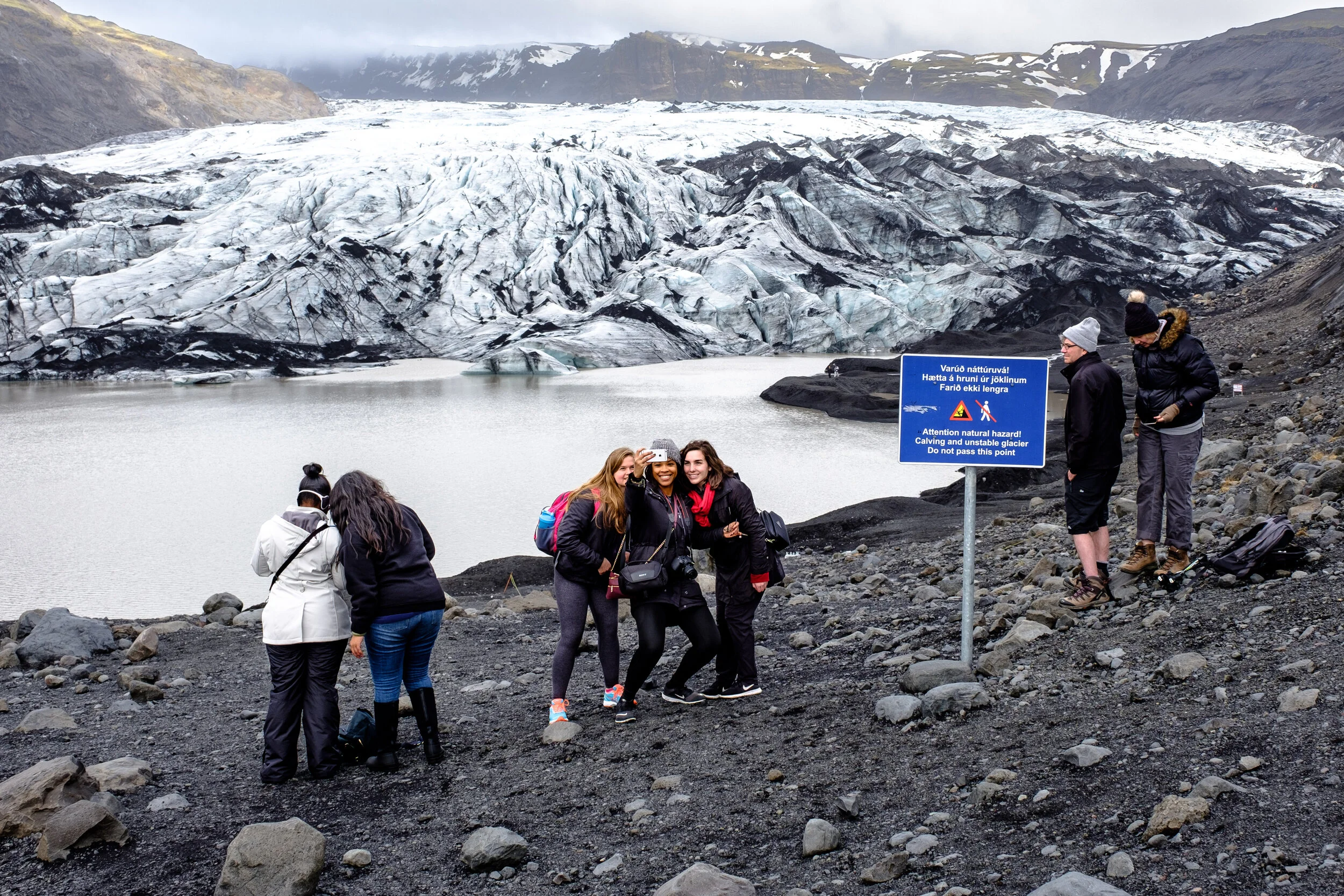 Group selfie at Sólheimajökull