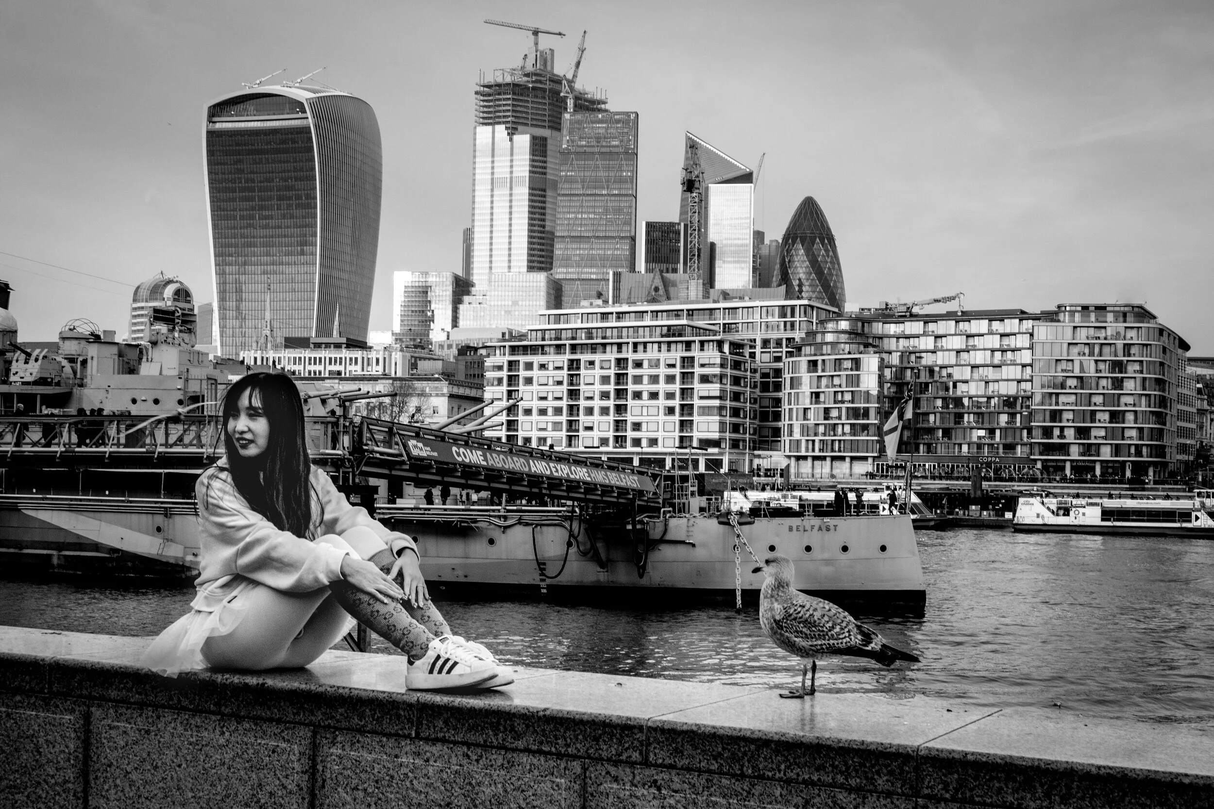 Posing with bird in London