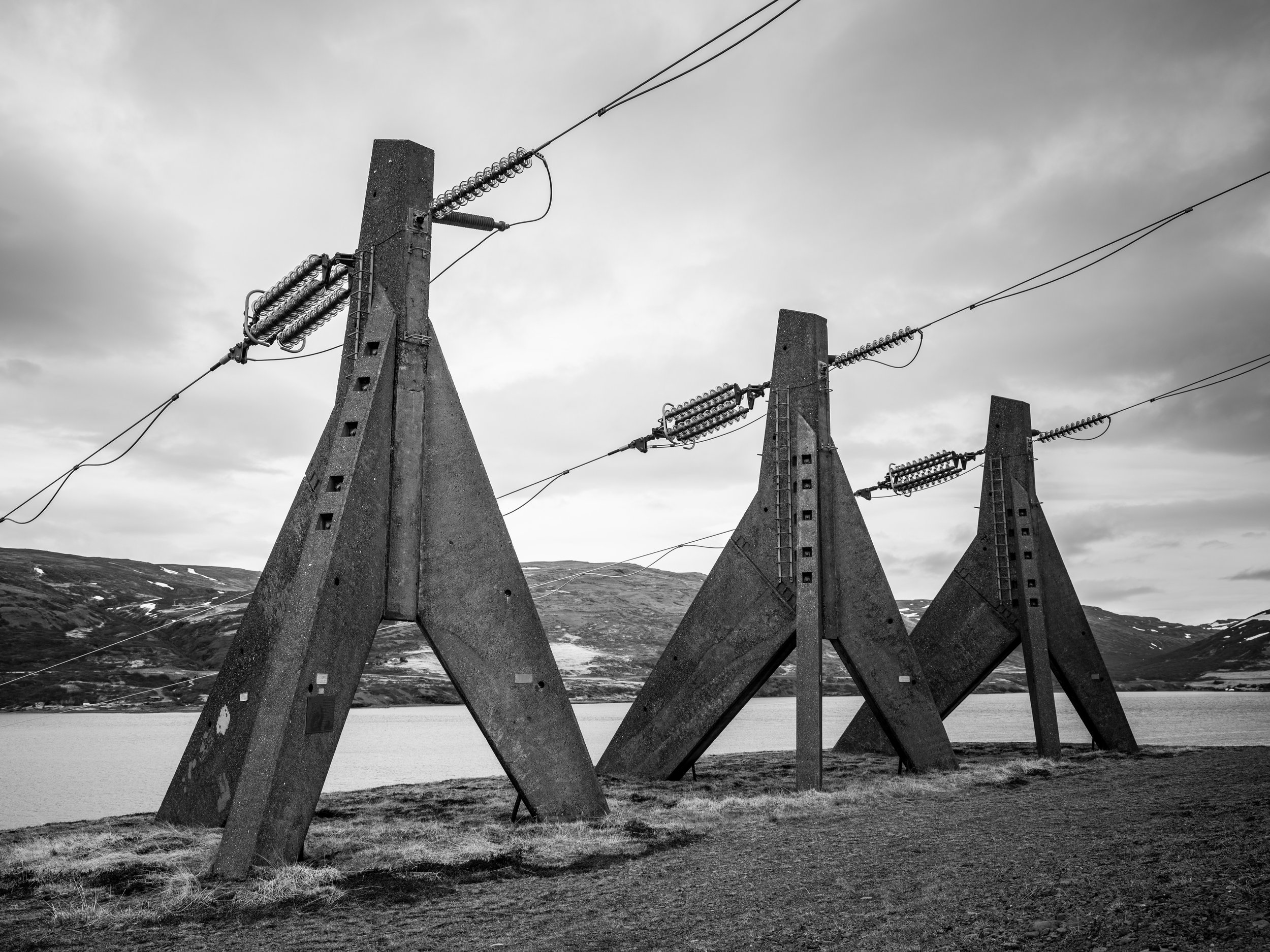 Power line pylons, Þorskafjörður