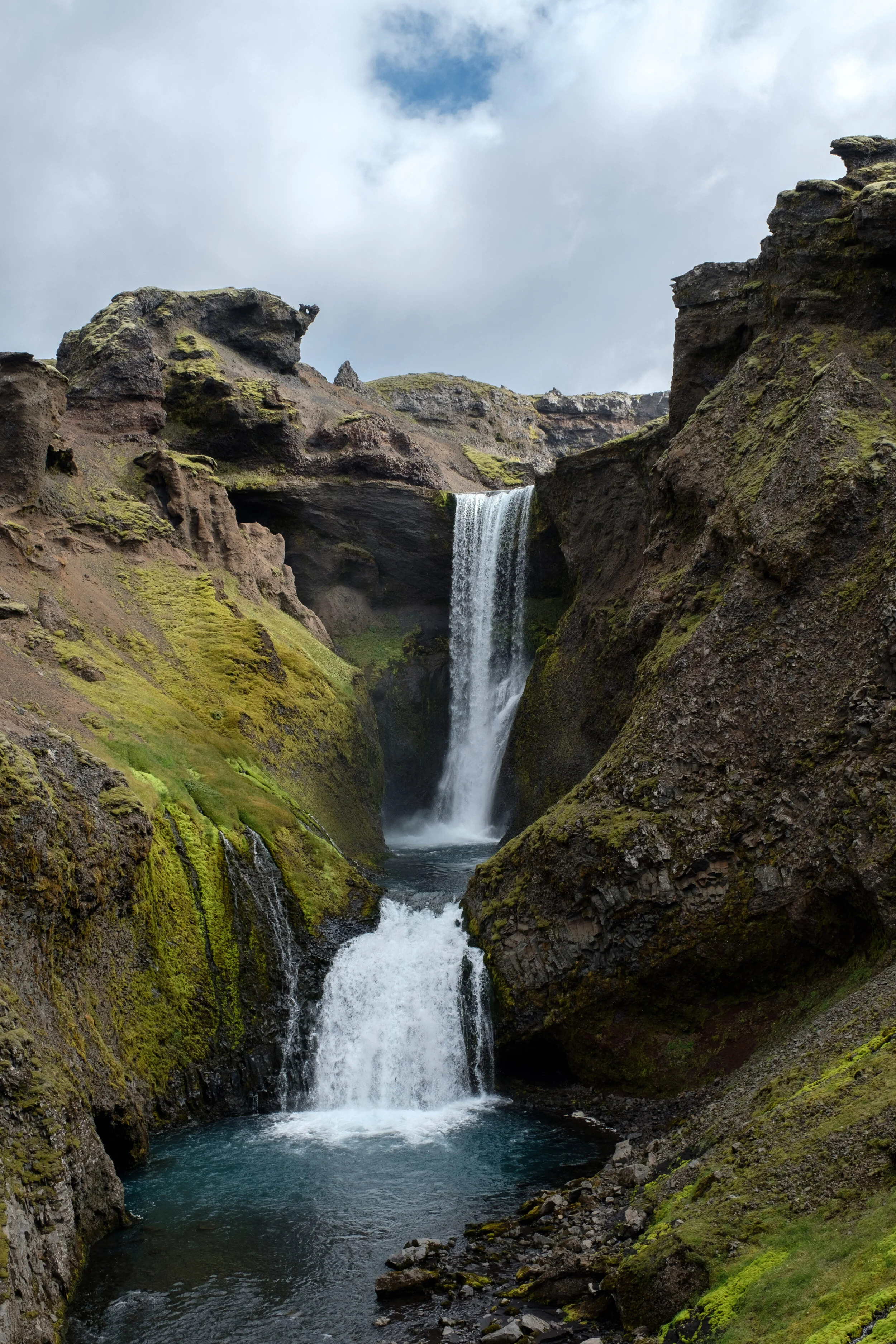 Neðstifoss and Miðfoss in Skógá
