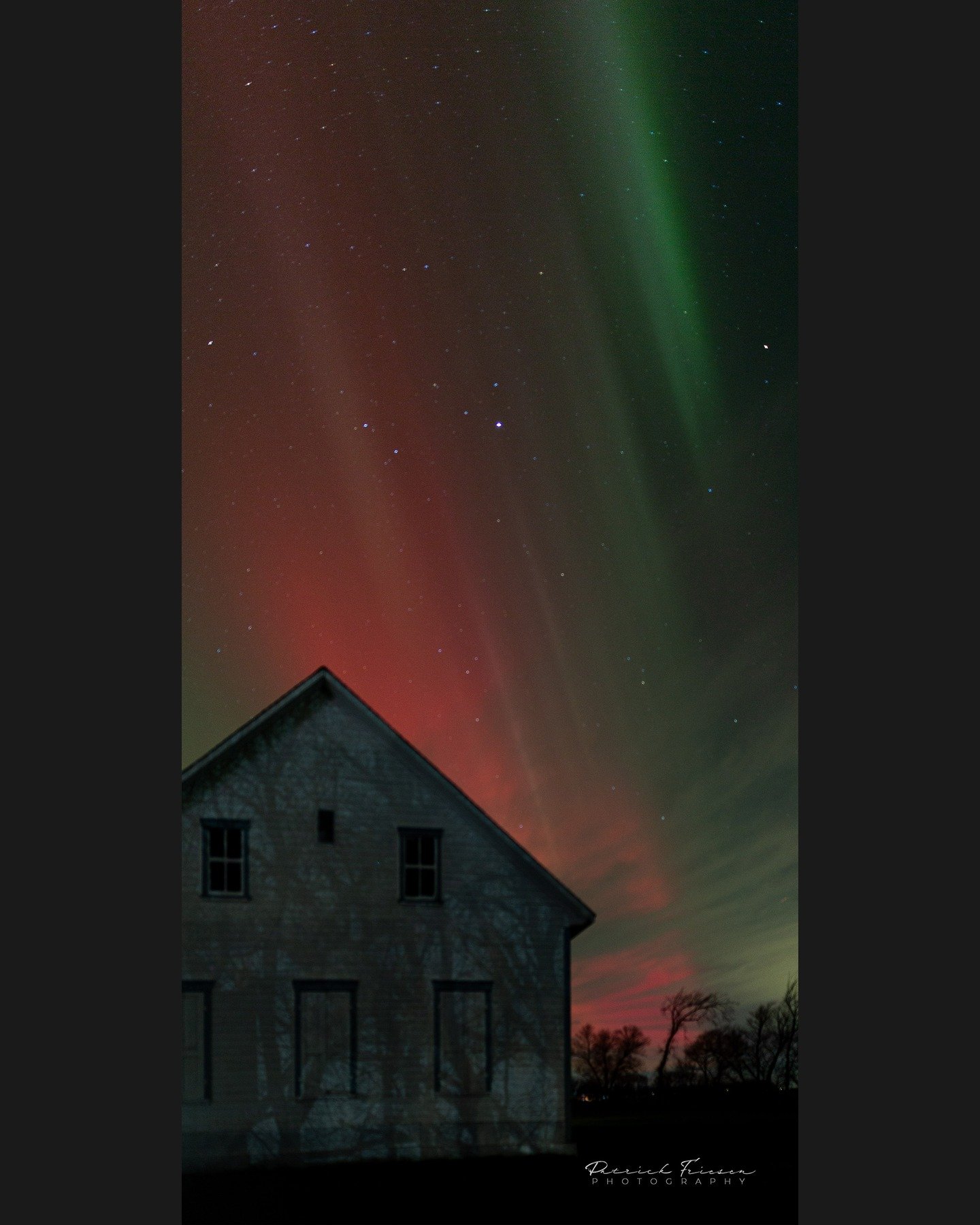 Hard to resist heading out when the lights are dancing. Pictured are a couple of scenes from the old church in Randolf and from the Rosenthal Nature Park.