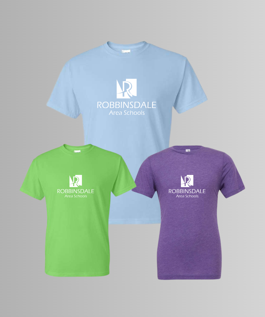 Robbinsdale white logo tees 2026.png