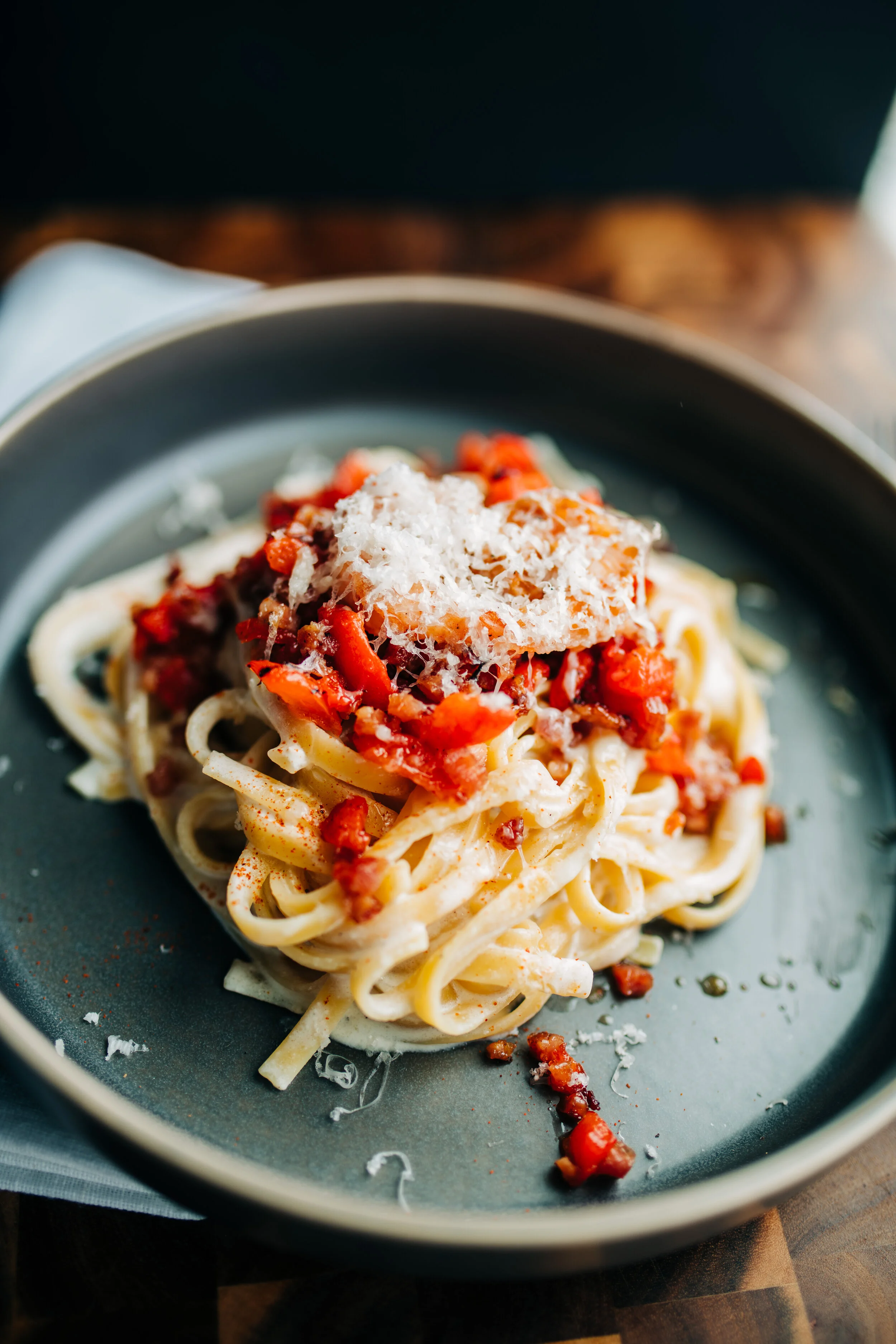 Fettuccine Alfredo with crispy pancheta and fire roasted peppers-1.jpg