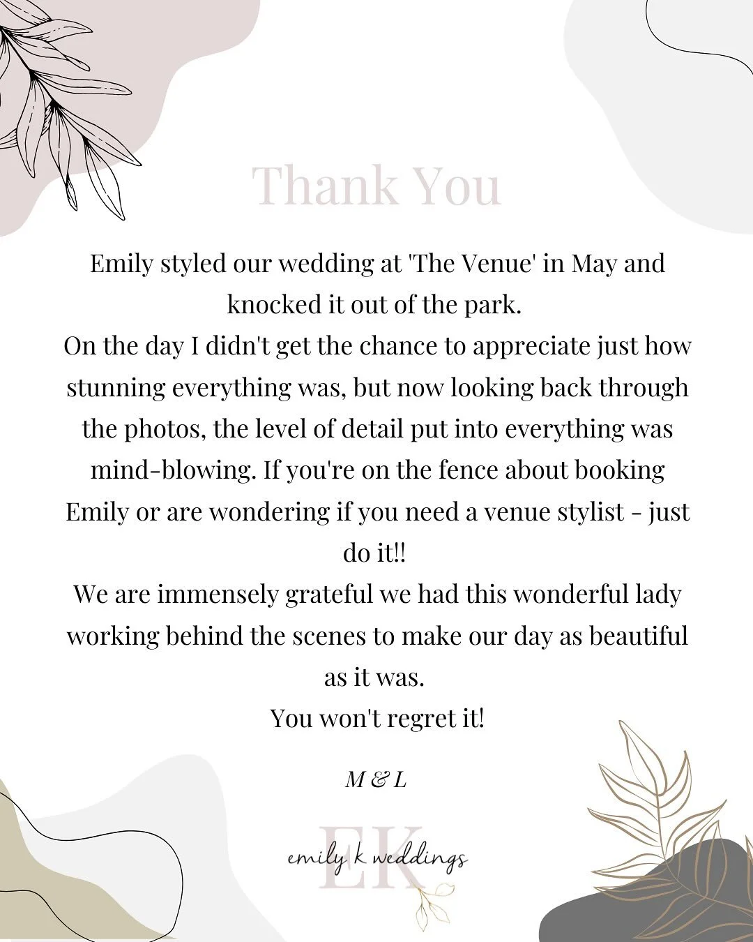 Forever grateful for your kind words!🙌🏻

Your reviews mean everything to me and I love reading kind words like these! It&rsquo;s great to hear about how your days went and feel the love 🫶🏻🤍

Here are some lovely pics from Megan and Luke&rsquo;s 