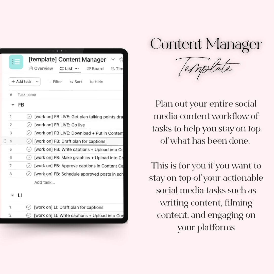 Enhance marketing with Asana Templates for creating, managing, and scheduling content tasks.