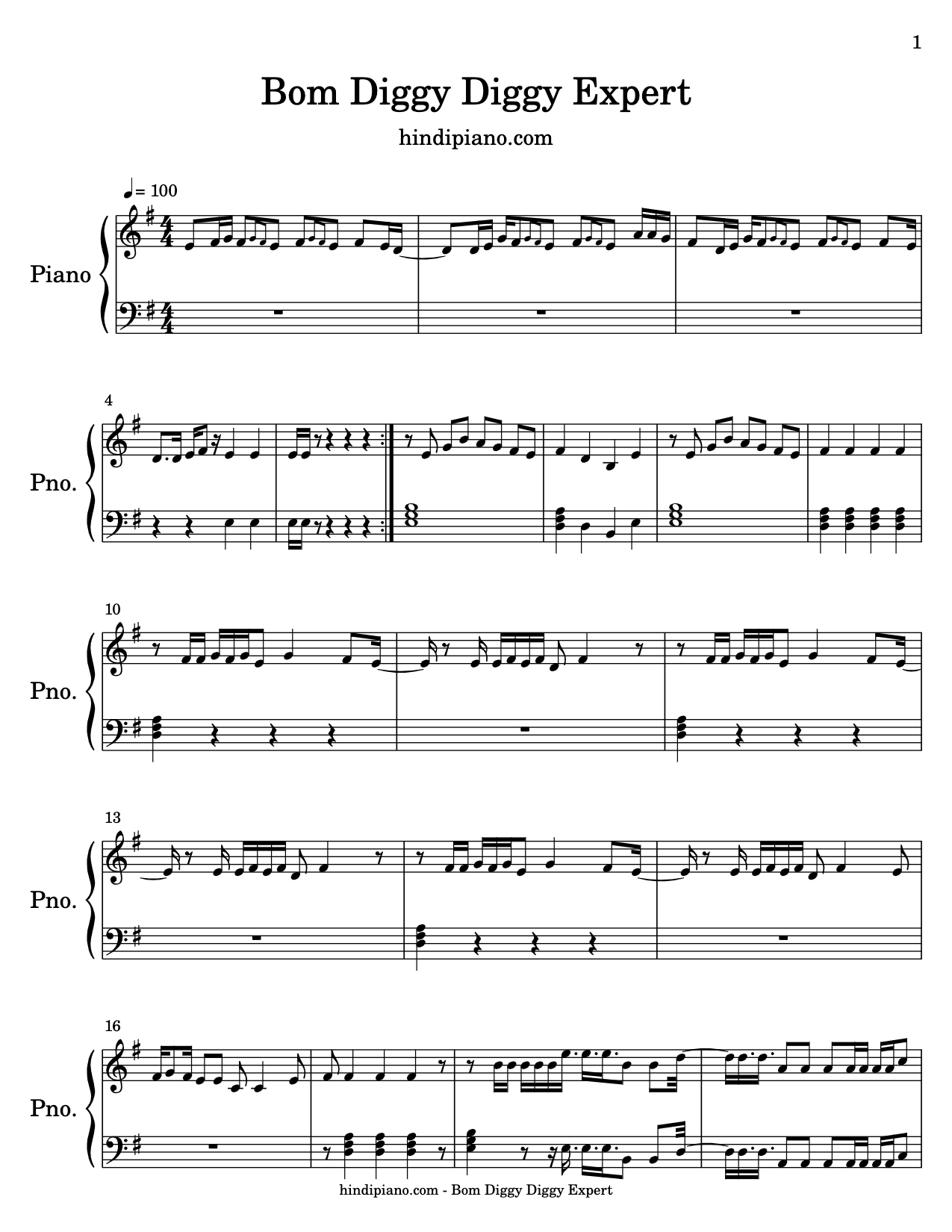 Sonu Ke Titu Ki Sweety Bom Diggy Diggy — Hindi Piano