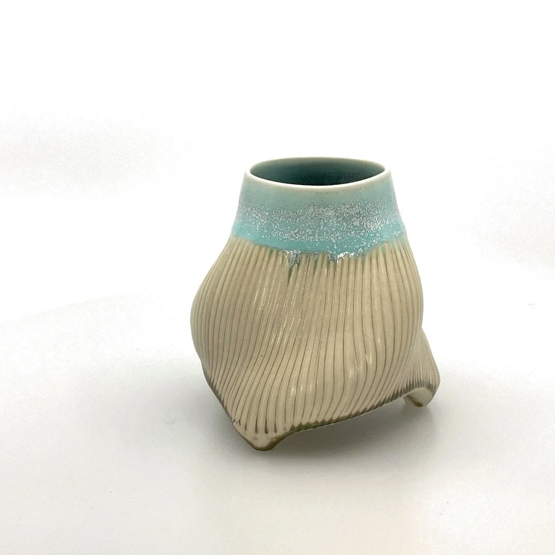 Aysha Peltz: Small Turquoise Tan Vase