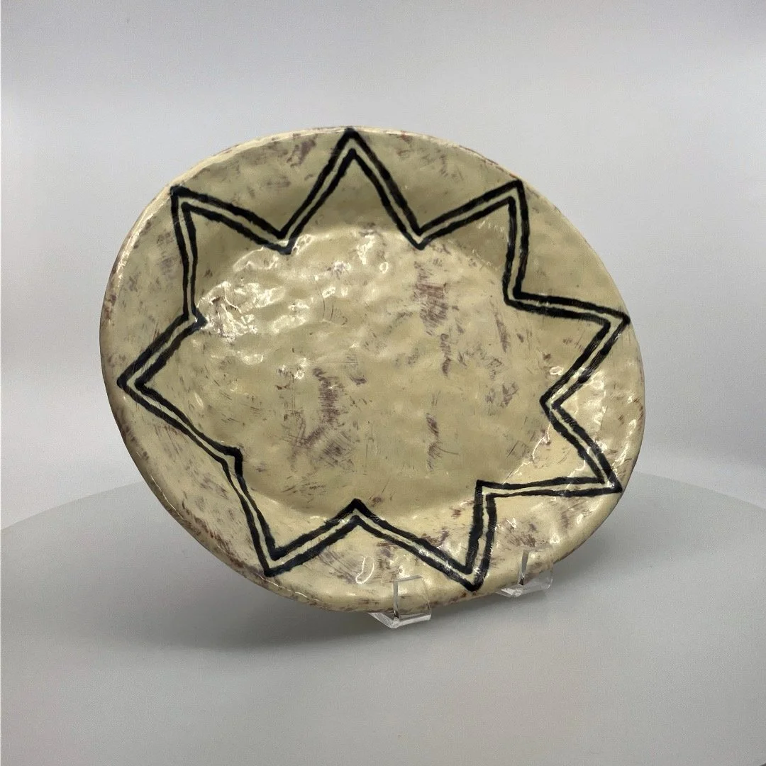 Holly Walker: Oval Star Platter- black and white
