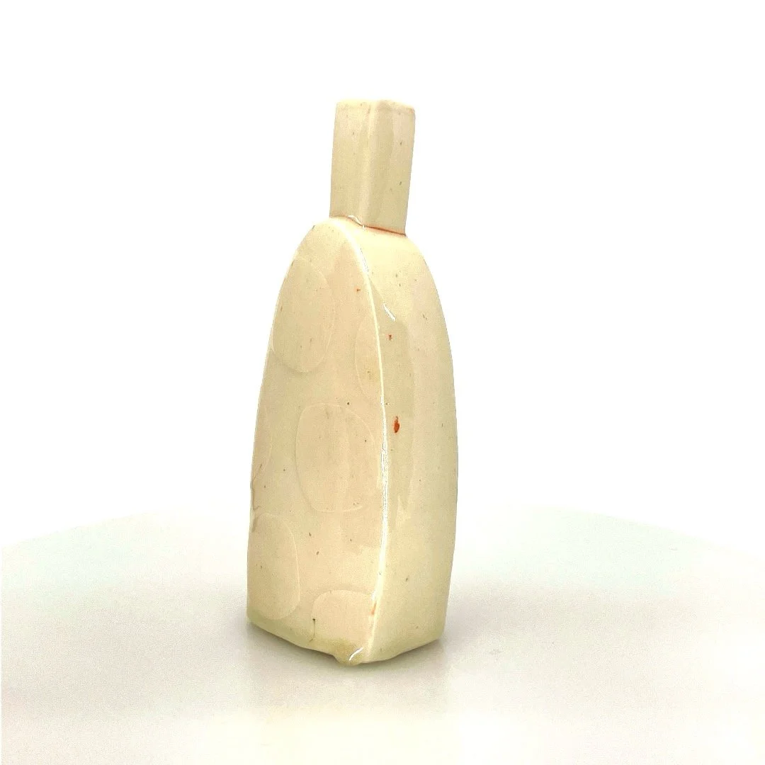 Didem Mert: Large Etched White on White Bud Vase