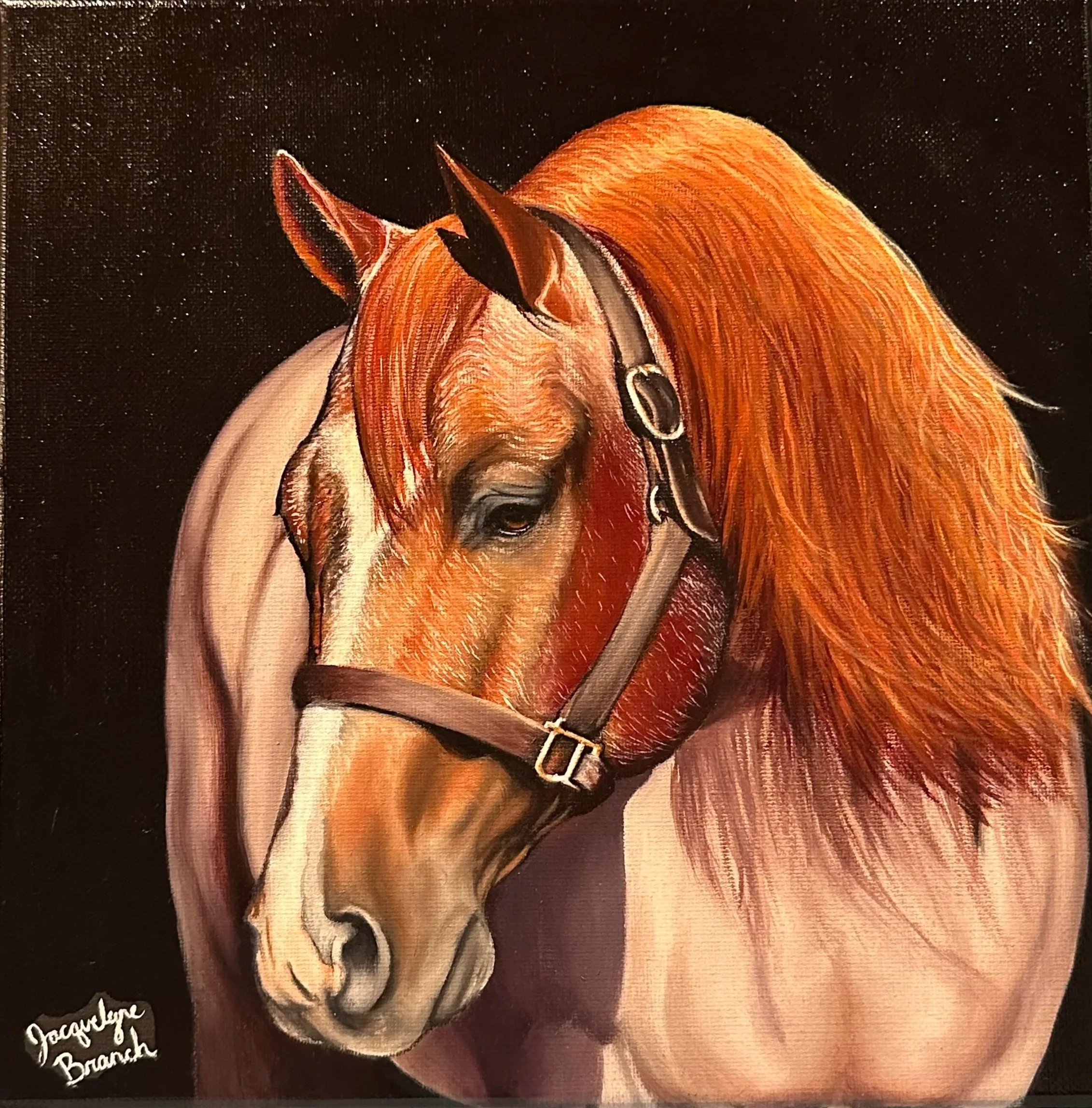 The Red Stallion, 12in x 12in, Oil on Canvas, SOLD