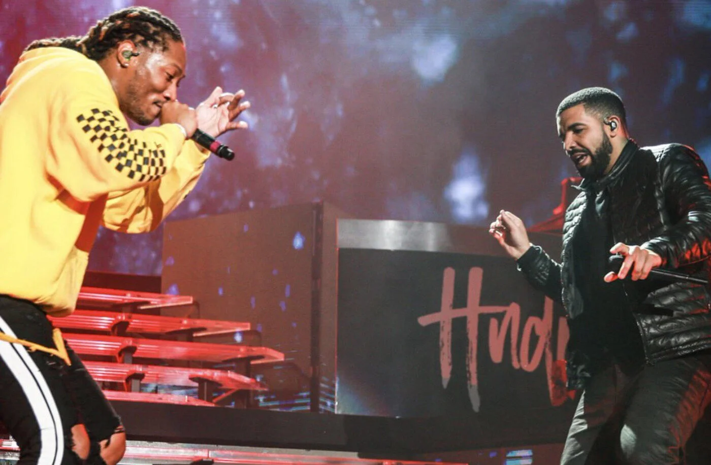 Sneak pic of the rapper Future and Drake during his tour in 2017, created by Remoz, VJ content screen