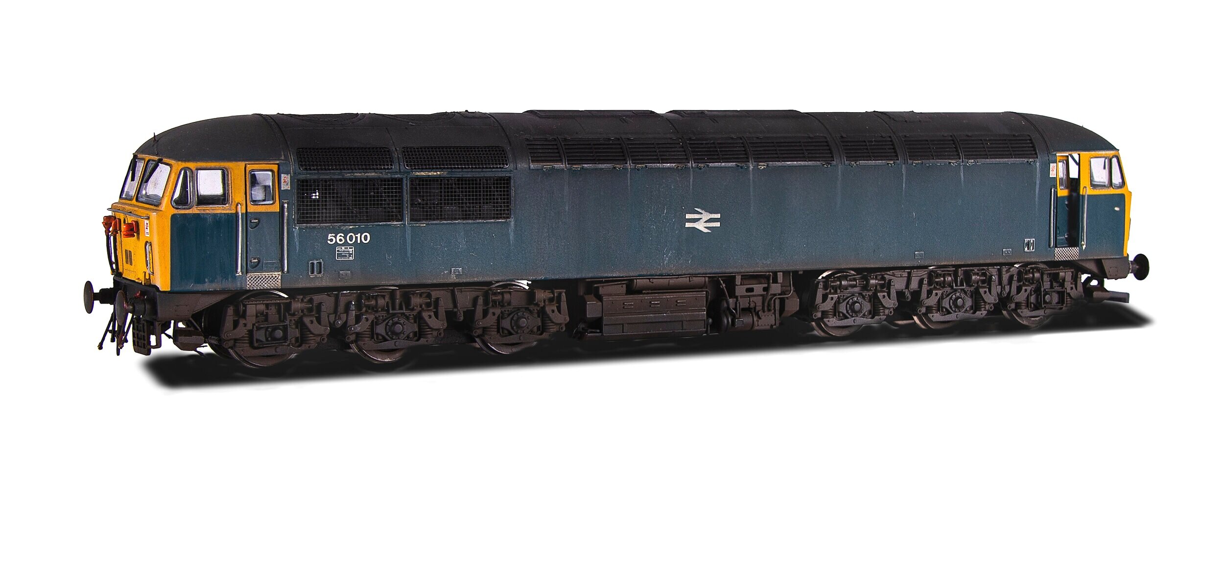 56 010 – Onto some Heavy Freight Locos here and this is the Hornby ‘grid’ which has been used to recreate one of  the earlier Romanian built examples. This is a good shot showing a factory finished paint version, with supplied buffer beam detail adde