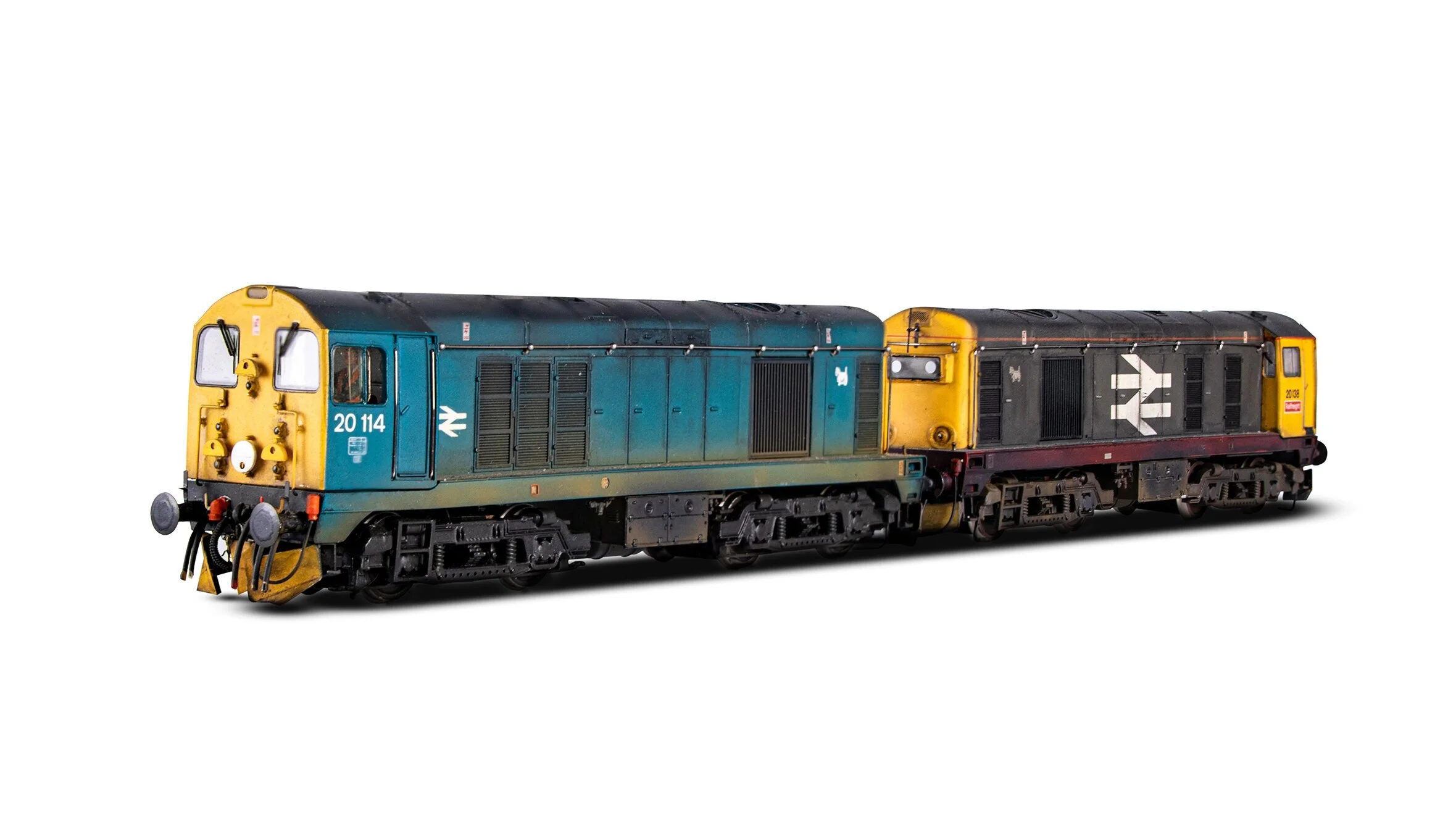 Bachmann Class 20’s x 2 – A pair of ‘Bombs’ 20 114 + 138 using the Bachmann model as a starting point. Both are re-sprays and detailed with the buffer beam pipes being my own scratch built versions. The two of Eastfield’s finest from back in the day,