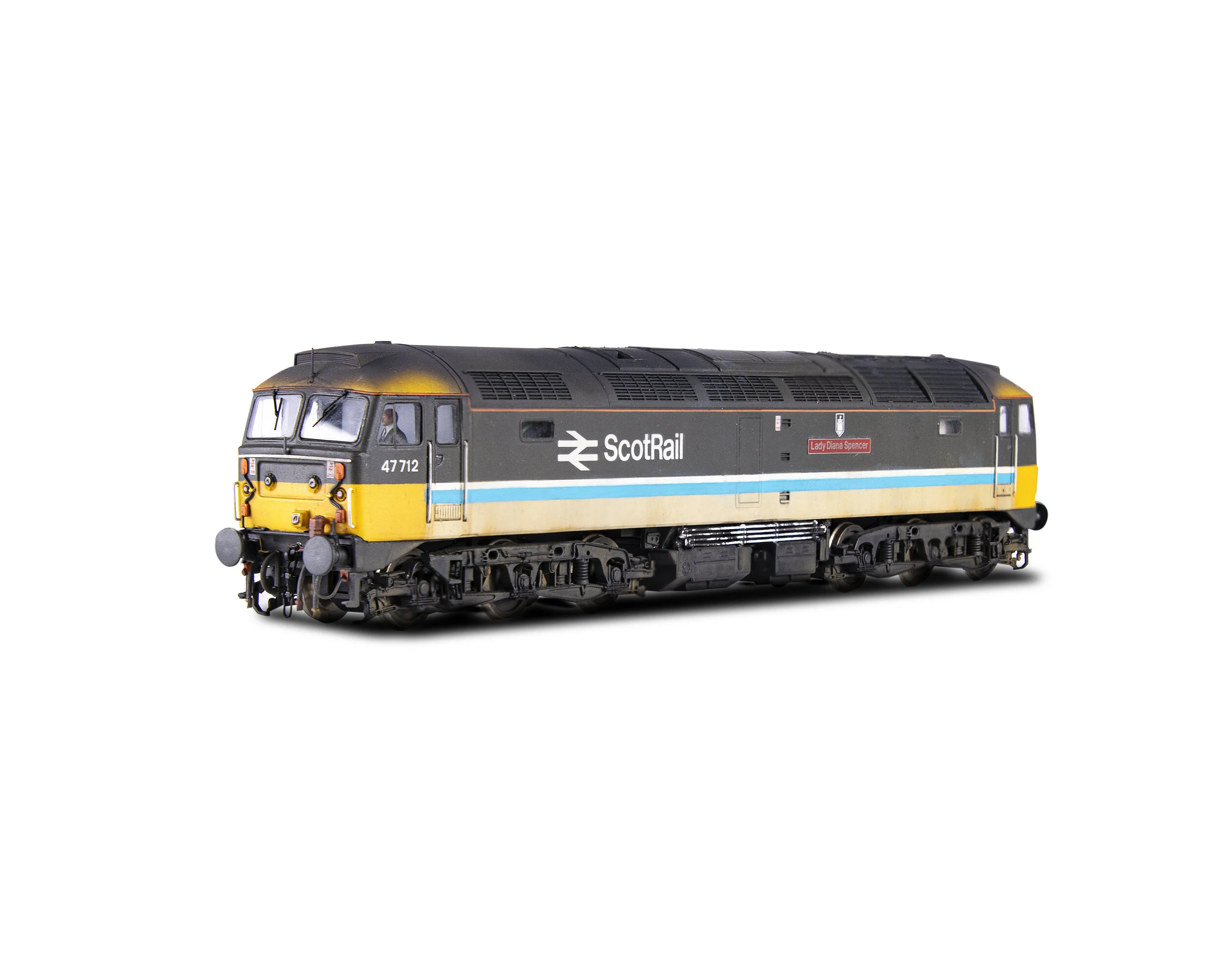 47 712 ‘Lady Diana Spencer’ again! – This time, I have represented her in mid to late 1980’s work worn condition for my client. This is also a ViTrains model that was stripped down and re-sprayed in the usual manner.
            Further items to note