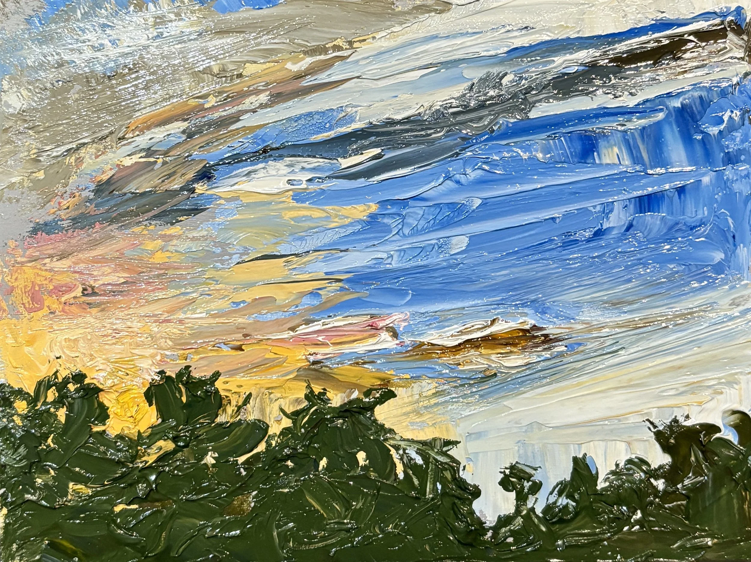 Postcards from My Paintbox No. 4 ~ Chasing the Light (1), Oil on board, 6 x 8 inches. [En plein air] Reserved