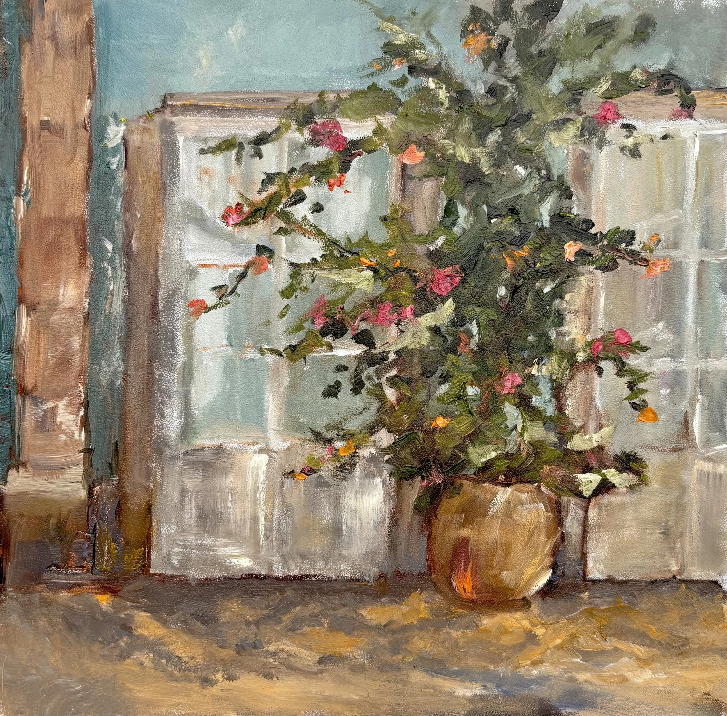 By the window, Olhao, Portugal, oil on board, 10x10" framed £120