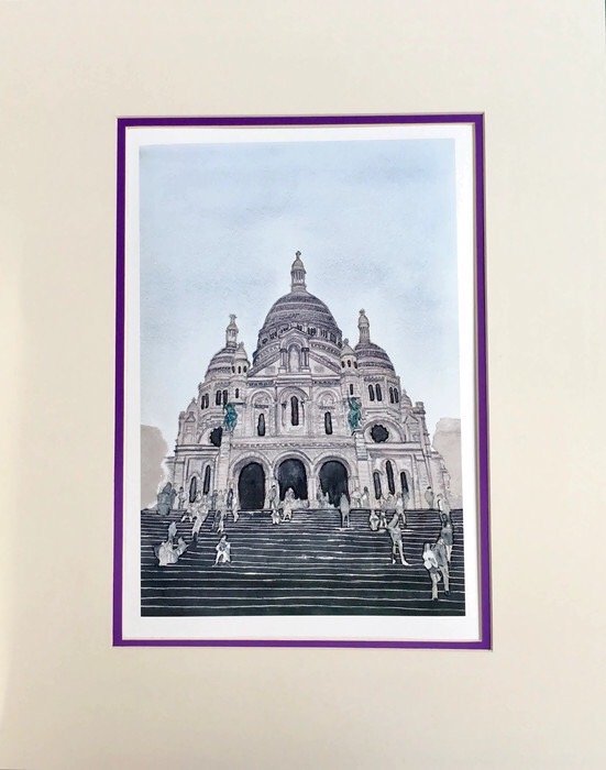 Sacre Coeur, Paris, Watercolour, SOLD. Limited edition print available £55