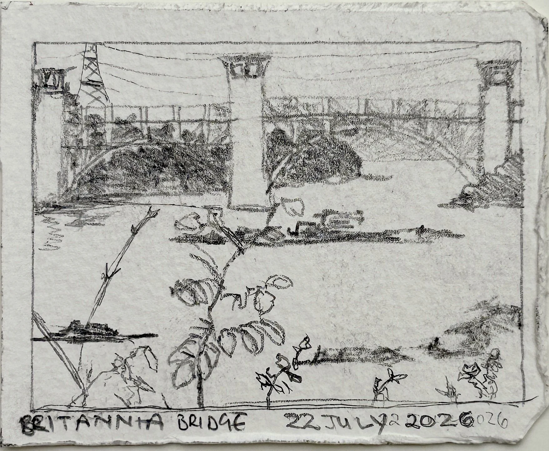 No.24 ~ Britannia Bridge, Menai Strait 22.7.26 (AITO) [5 × 7 cm · En plein air]