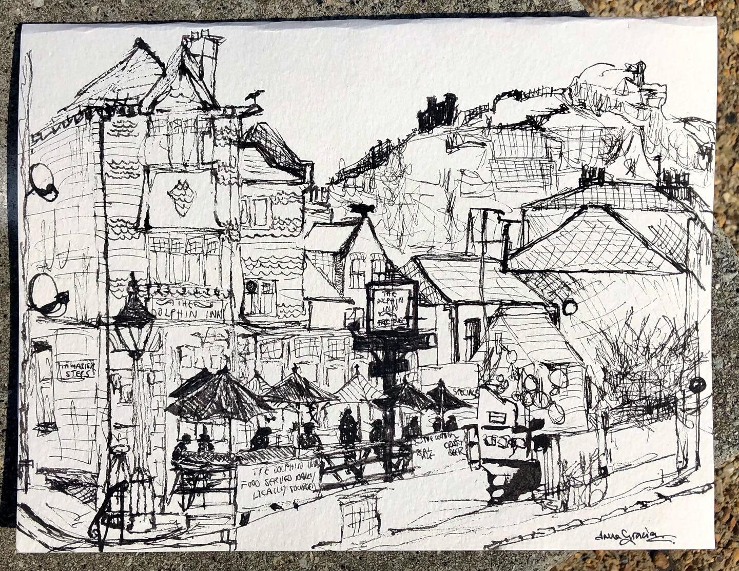 Lovely morning,  plein air sketch of Dolphin Inn Hastings and lists of photo opportunities! #artbyirenagrazia