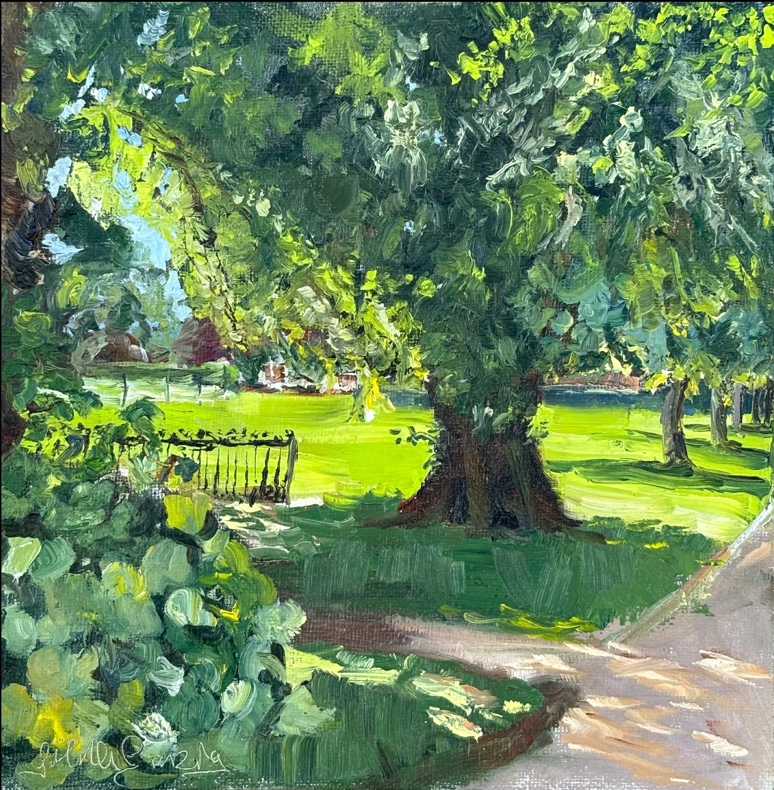 Little Gems No2 ~ Summer Shade, Duchy Field Dedham, 8x8", Oil. SOLD
