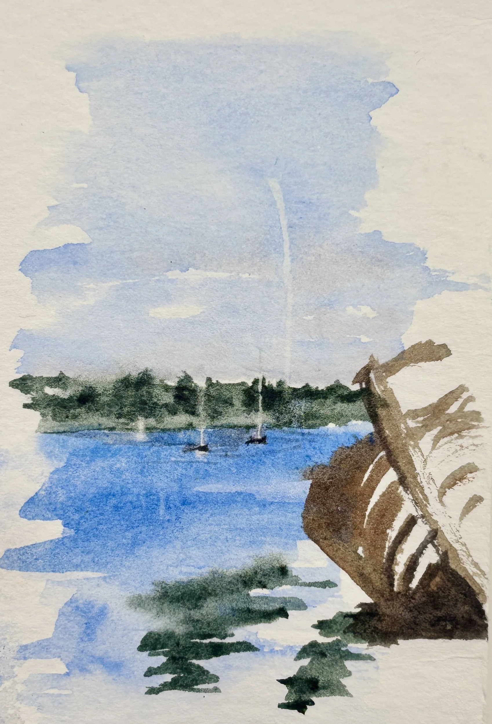 No.21 ~ from Ships Graveyard, Pin Mill 31.5.26  [10.5 × 7.5 cm · From my sketch &  my photo ~ 17.8.26]