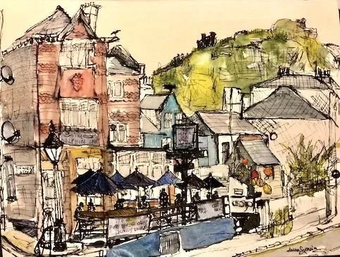 The Dolphin, Hastings, Pen and wash , 21 x 27cm, Framed £95