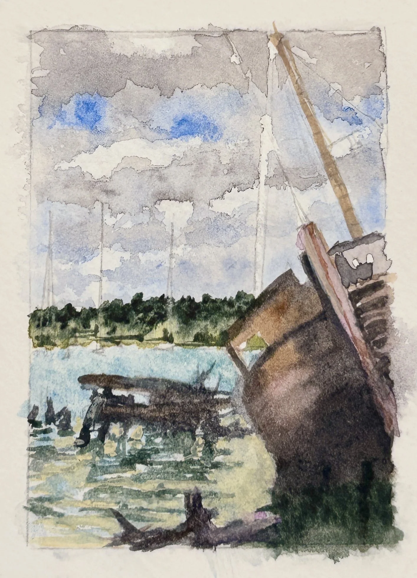 No.22 ~ from Ships Graveyard 31.5.26  [8.5 × 6 cm · From my sketch &  my photo ~ 24.8.26]
