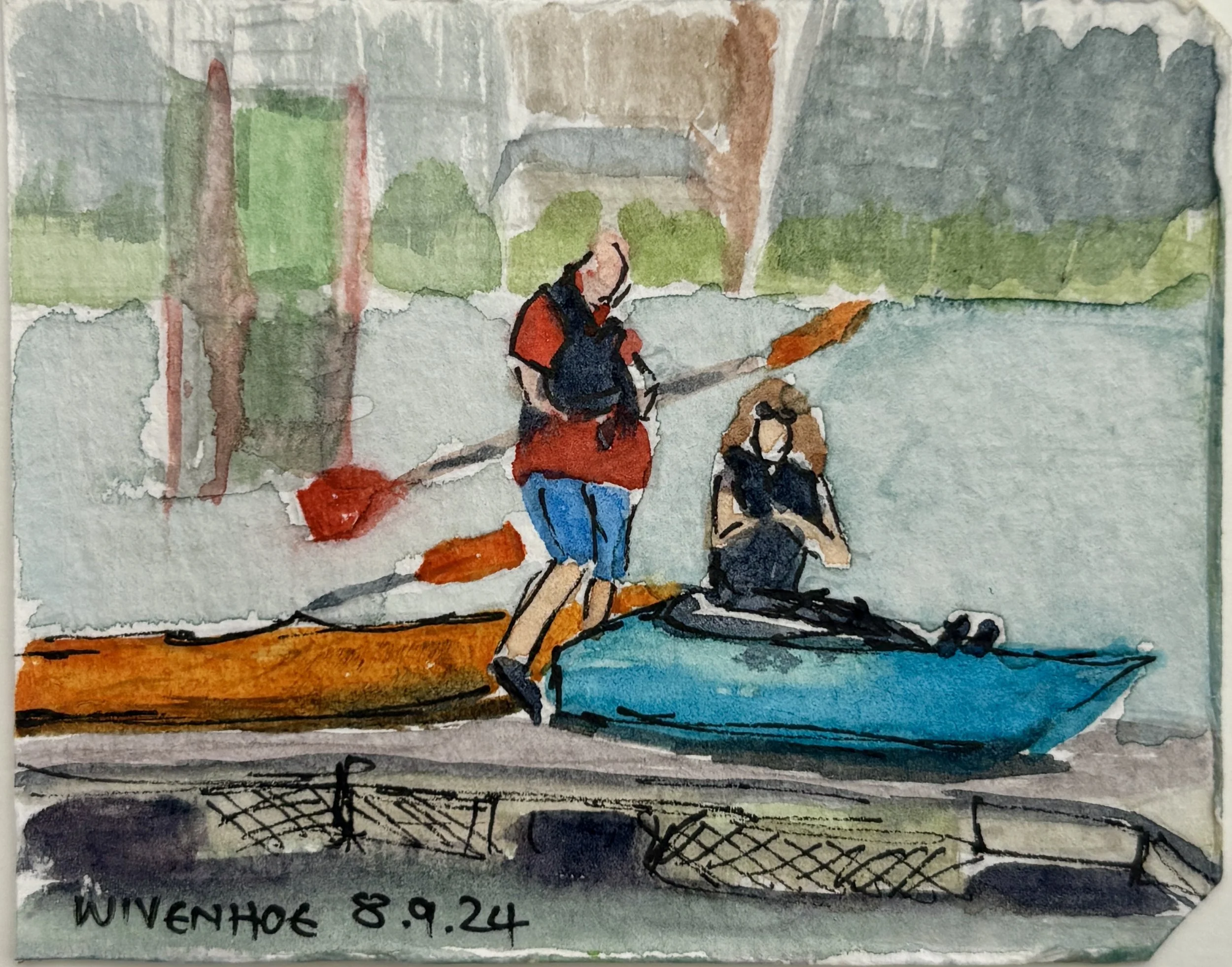 No.4 ~ Canoeing, Wivenhoe ~ 8.9.24 (52WOW) [5 × 6.5 cm · En plein air]