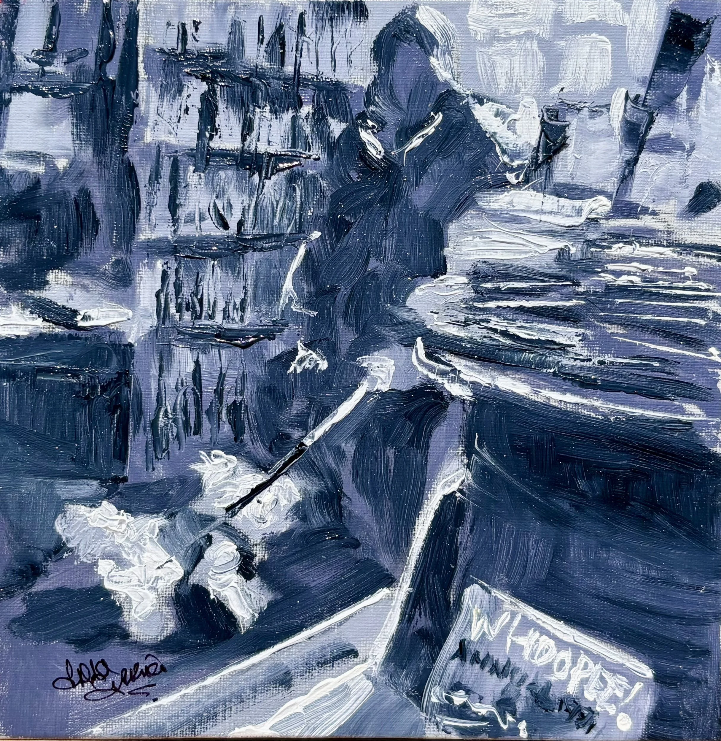 Little Gems 3. Whoopee, Colne Book Shop, Wivenhoe, Oil, 8x8", Private collection