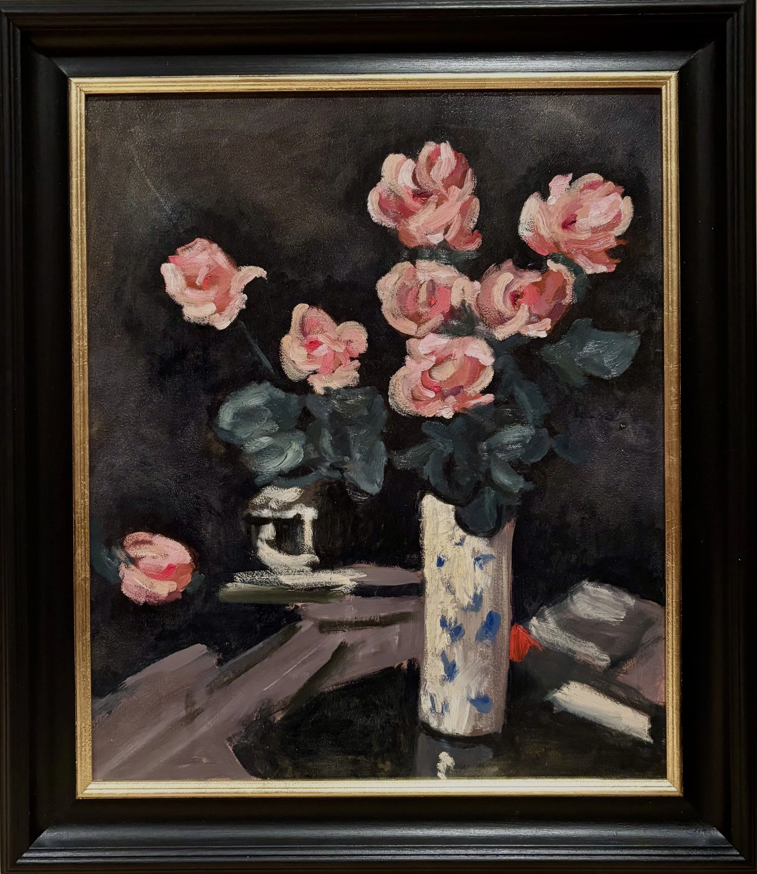 Still life study in oil after 'Roses' by Samuel John Peploe. Private Collection 