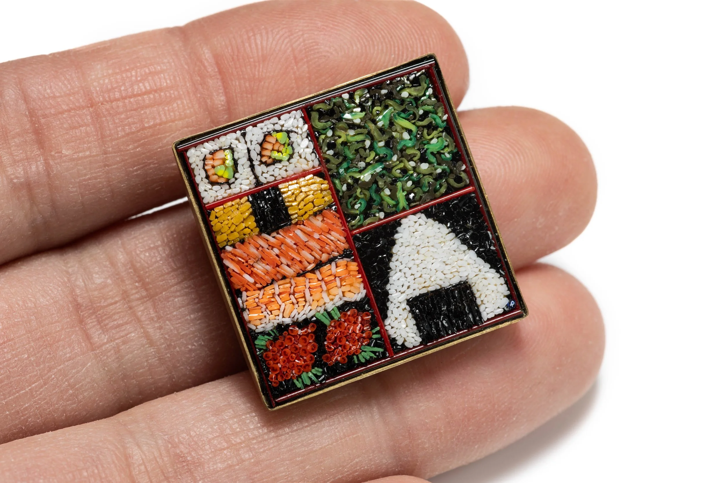 Cabochon - Micromosaic of a sushi Bento Box - Size