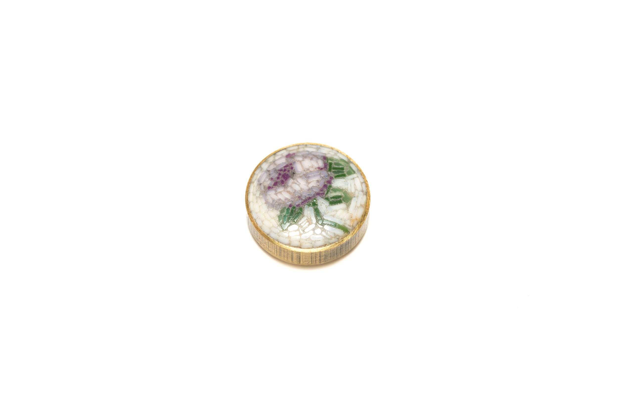 Cabochon — Rosa bianca in micromosaico — Dettaglio