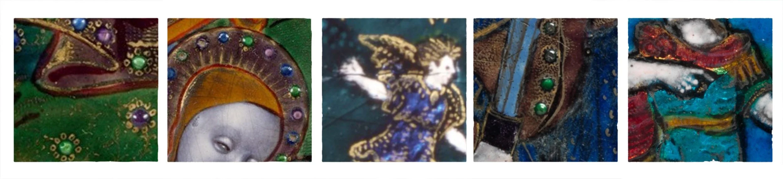 Use of gold and silver foil in émail peint.