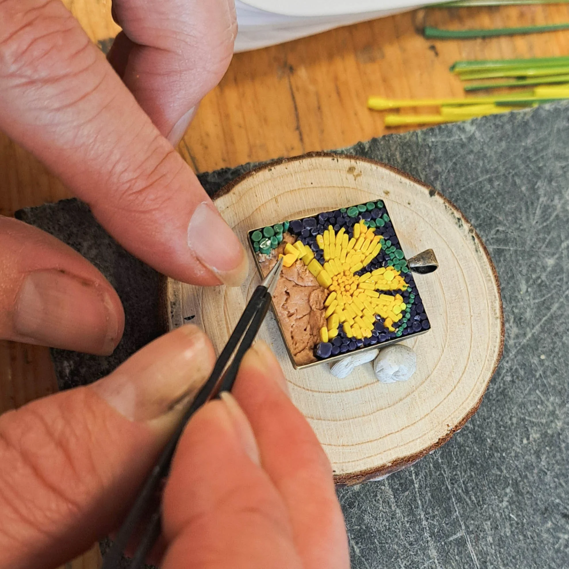 Micro Mosaic created by one of my students in the Micro Mosaic Workshop