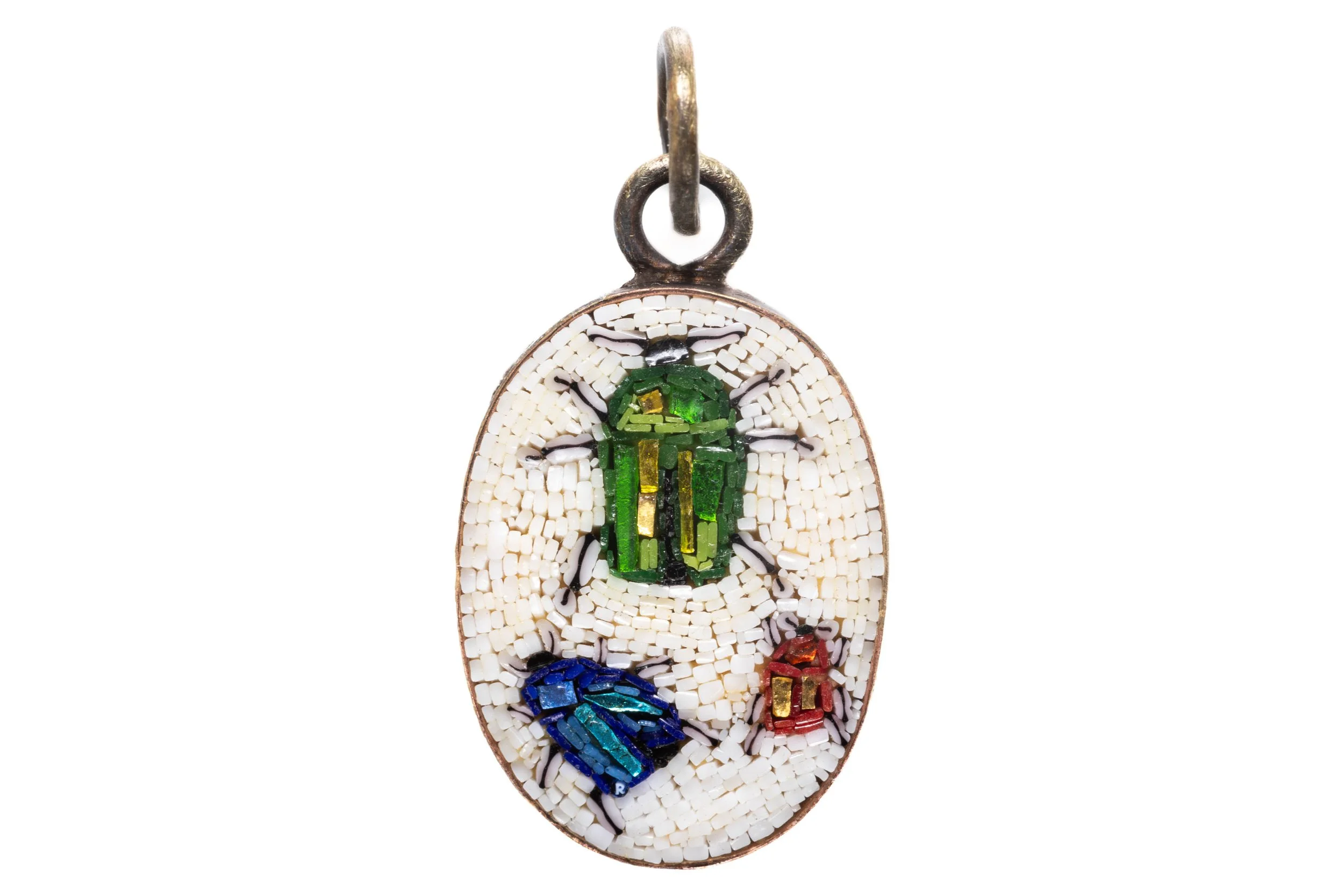 Ciondolo in Micromosaico — Tre Scarabei — Fronte