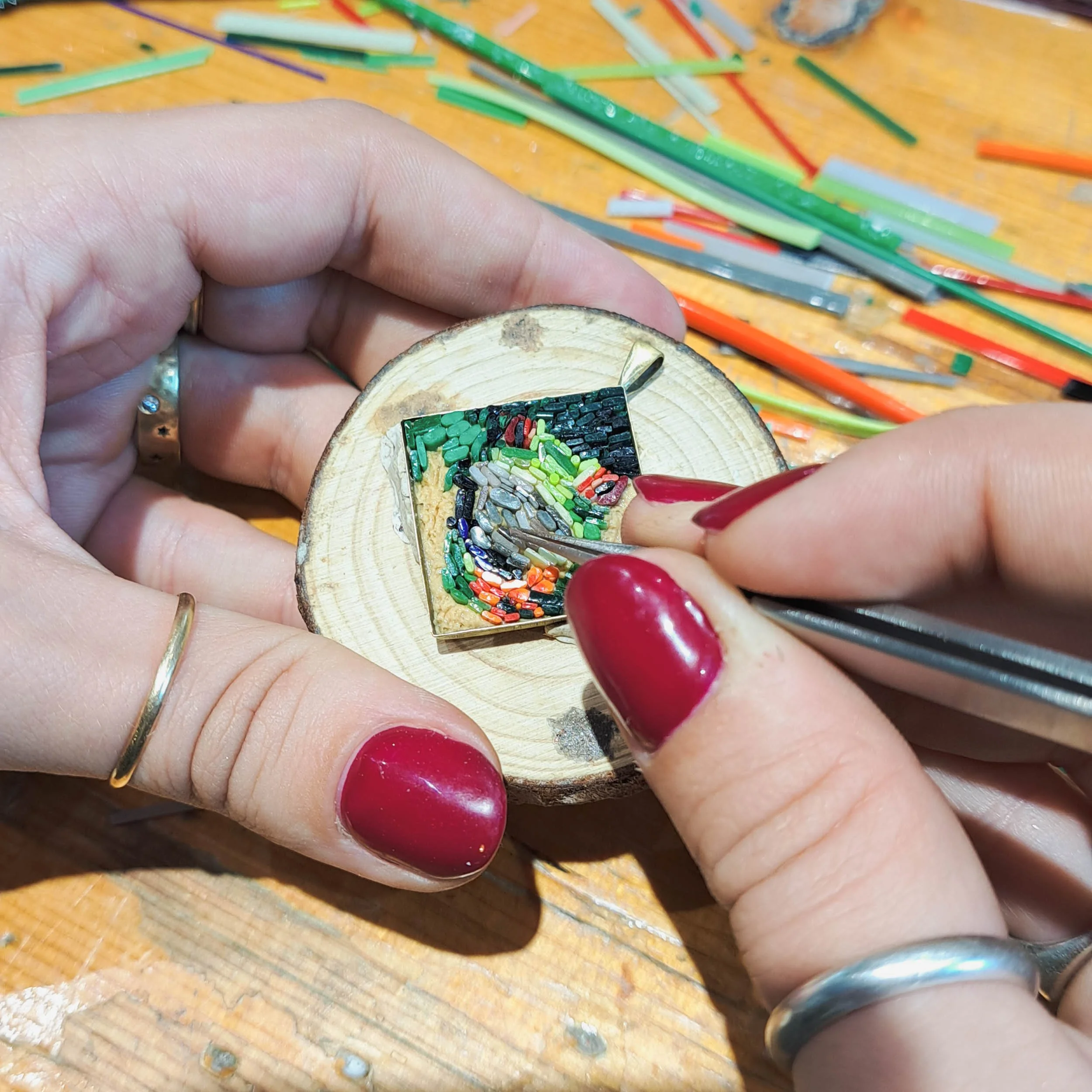 Micro Mosaic created by one of my students in the Micro Mosaic Workshop